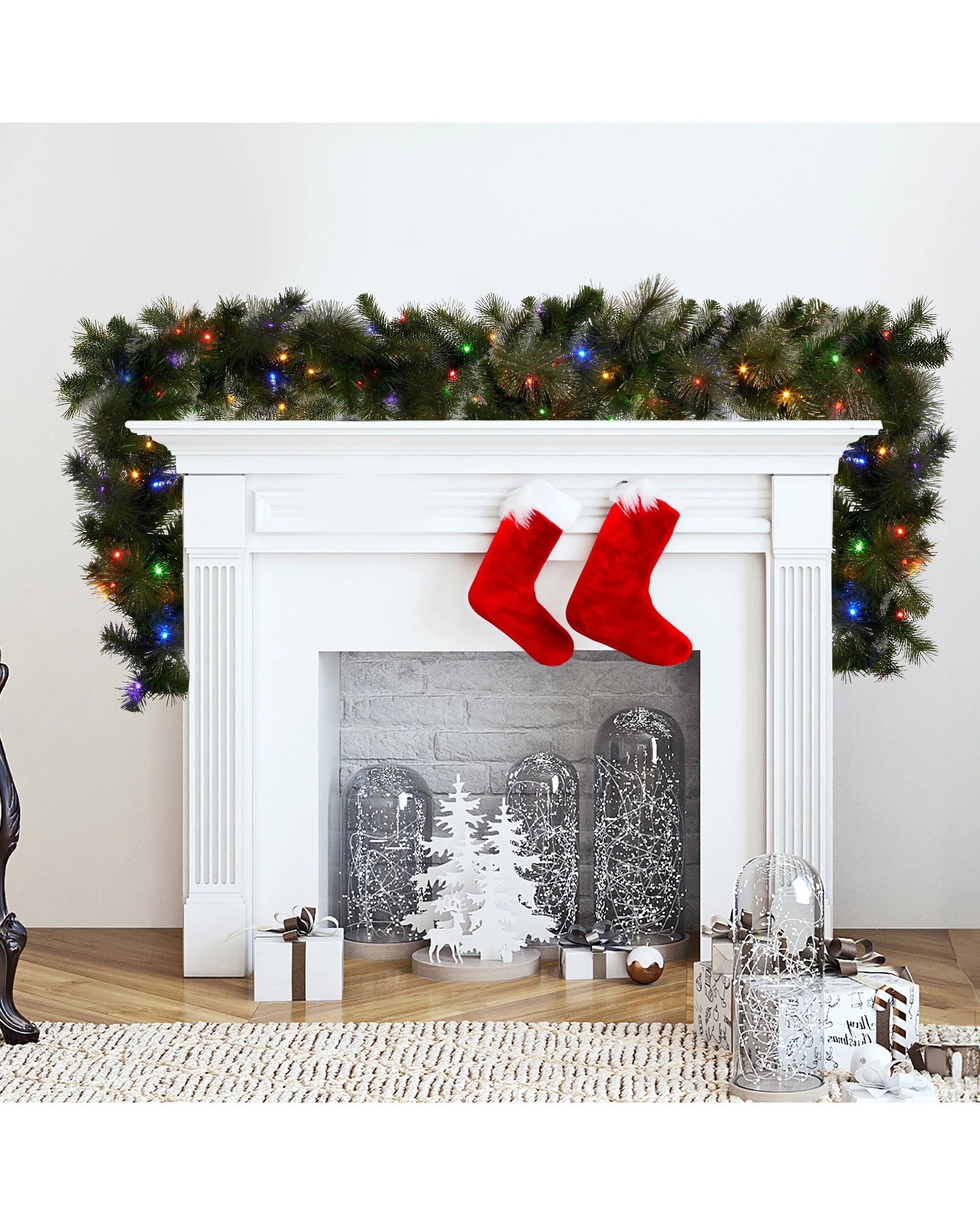7 Christabelle 2.7m Christmas Garland With Led Lights Glittery Gold Pine Mantle Decoration Ornament, 7 of 7