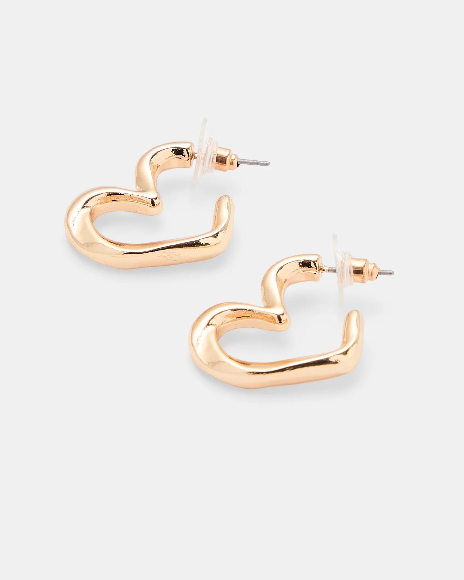 1 Heart Hoop Earrings - Gold Tone Gold, 1 of 4
