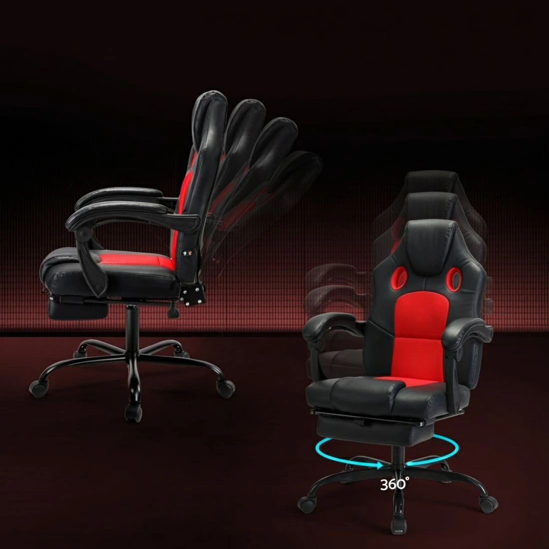 4 Artiss 2 Point Massage Gaming Office Chair PU Leather - Multi, 4 of 5