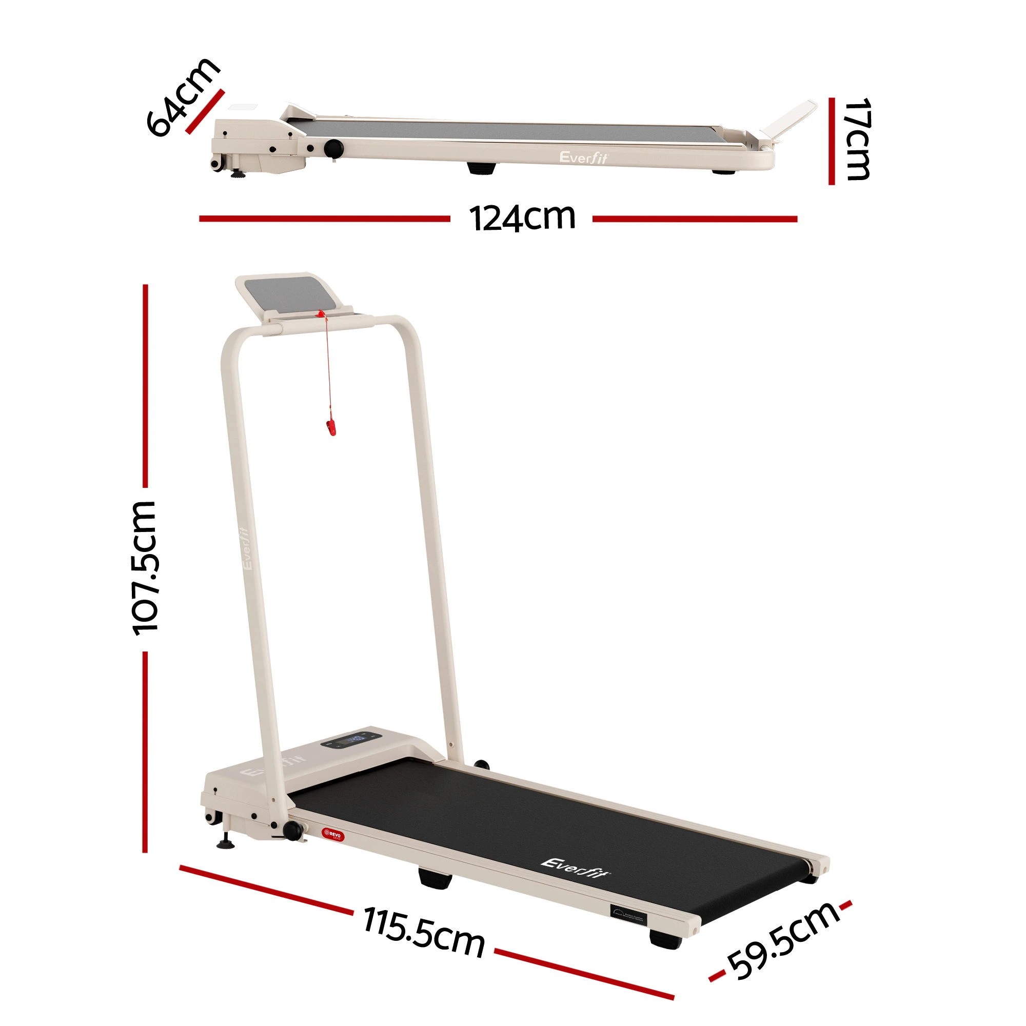 2 Everfit 3 in 1 Walking Pad Treadmill 12% Incline Under Desk Foldable for Home - Beige, 2 of 10