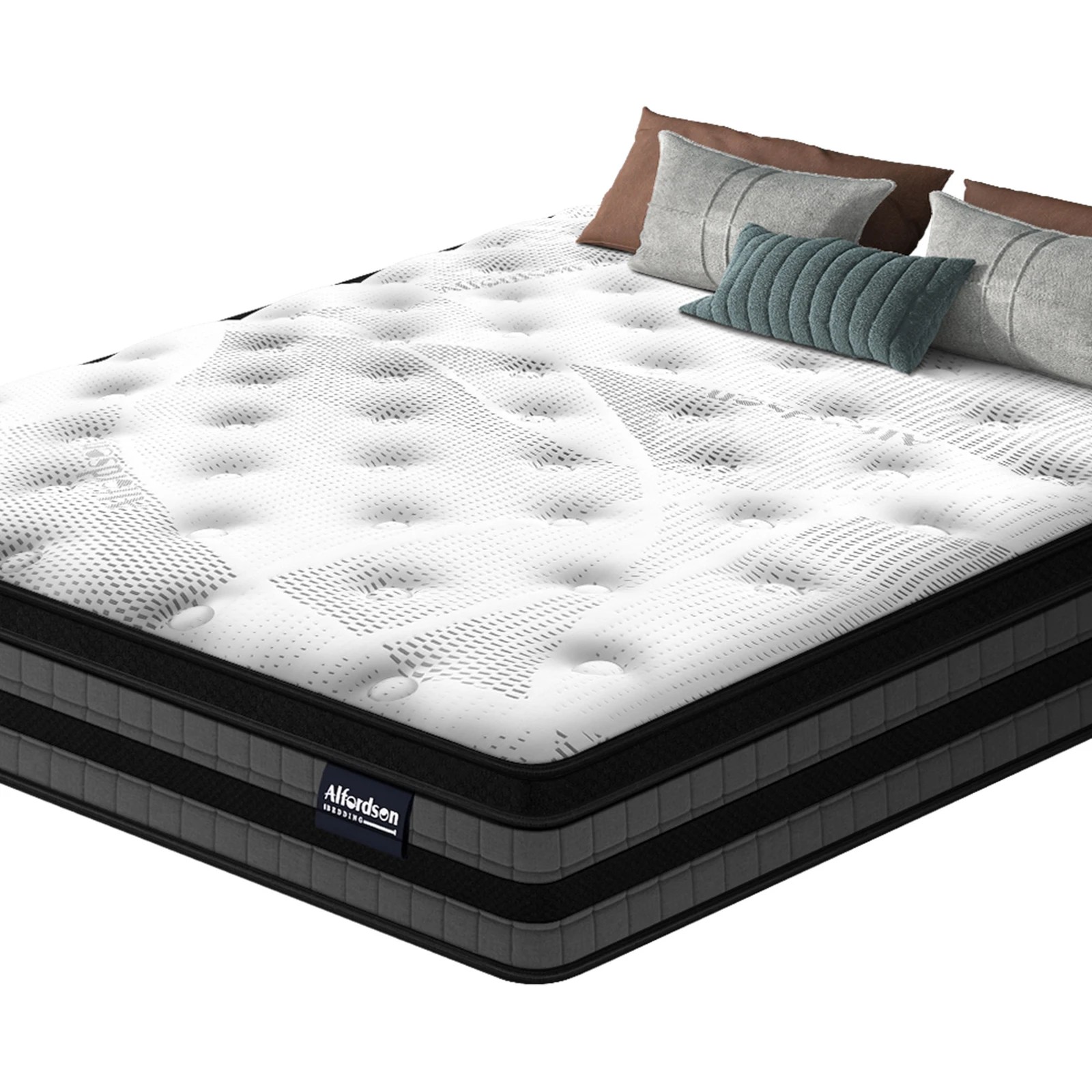 1 Alfordson Mattress Euro Top Bonnell Spring Memory Foam 22cm Medium Firm - King Bed, 1 of 9