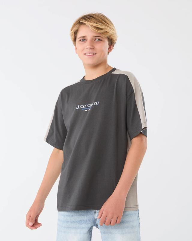 Short Sleeve Panelled Printed T-s