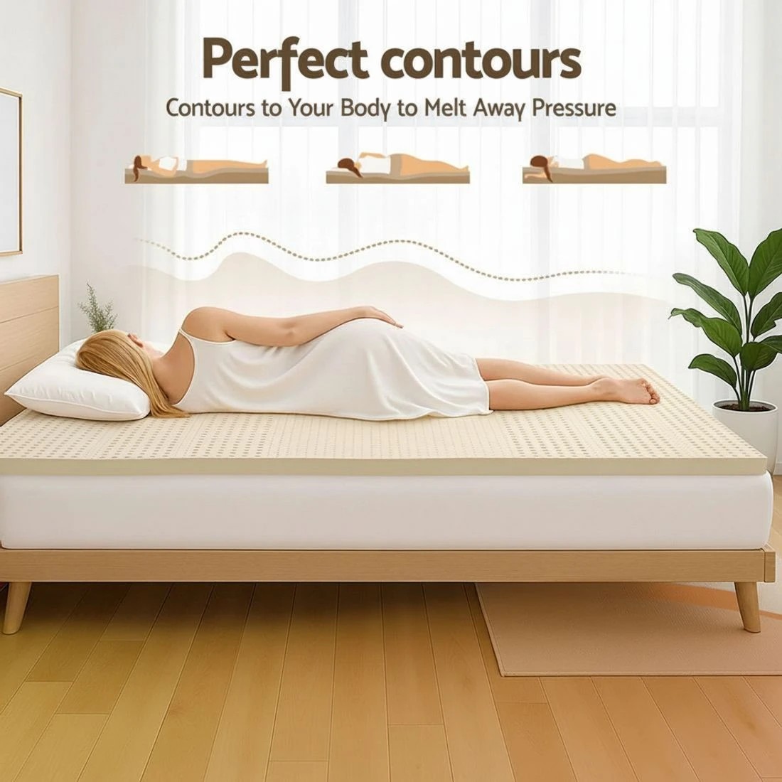 7 Giselle Bedding Latex Mattress Topper 5cm Double - Double Bed - Beige, 7 of 8