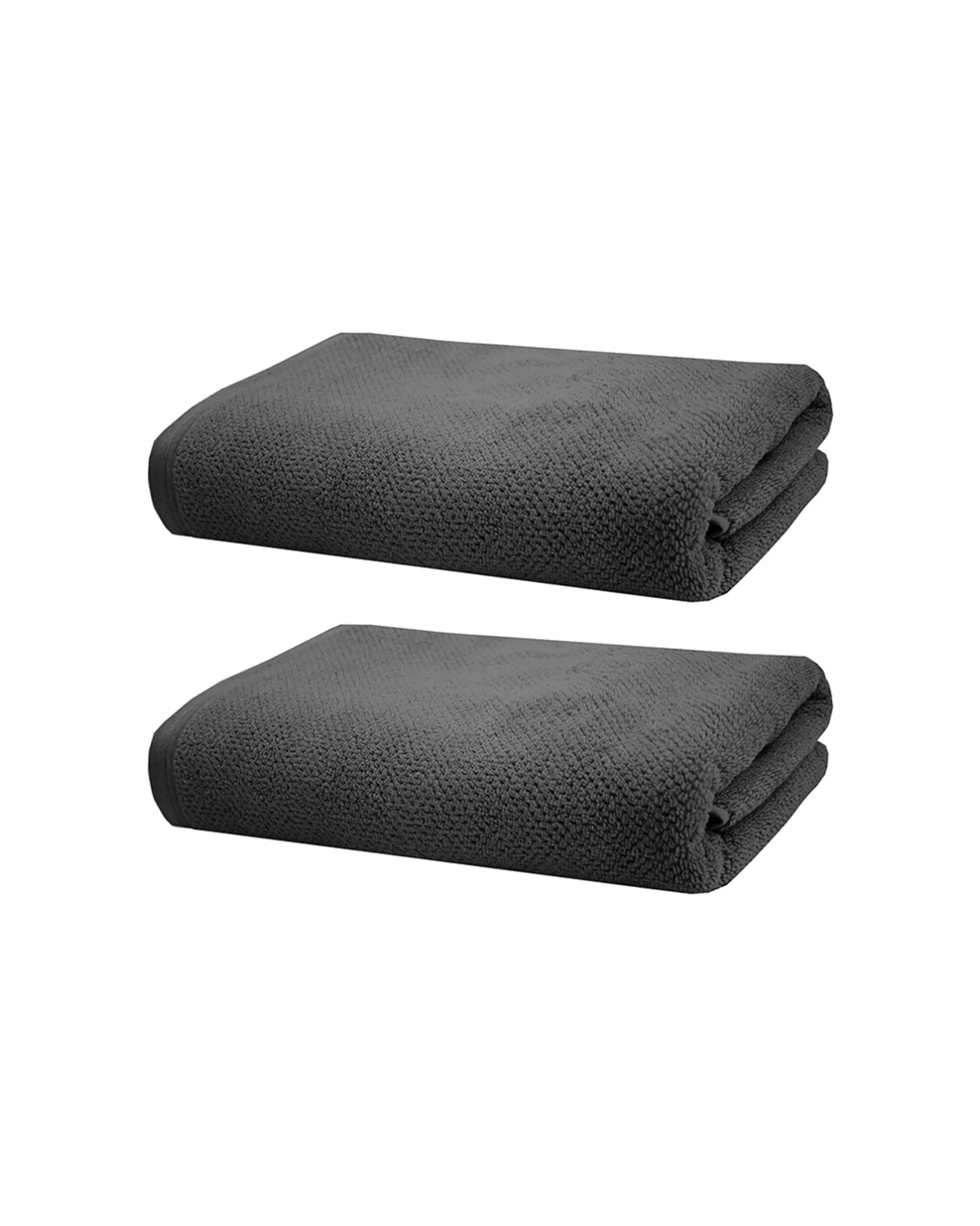 1 Bambury Angove 600gsm Soft Absorbent Cotton Bath Towel 2PK 70x140cm - Charcoal, 1 of 5