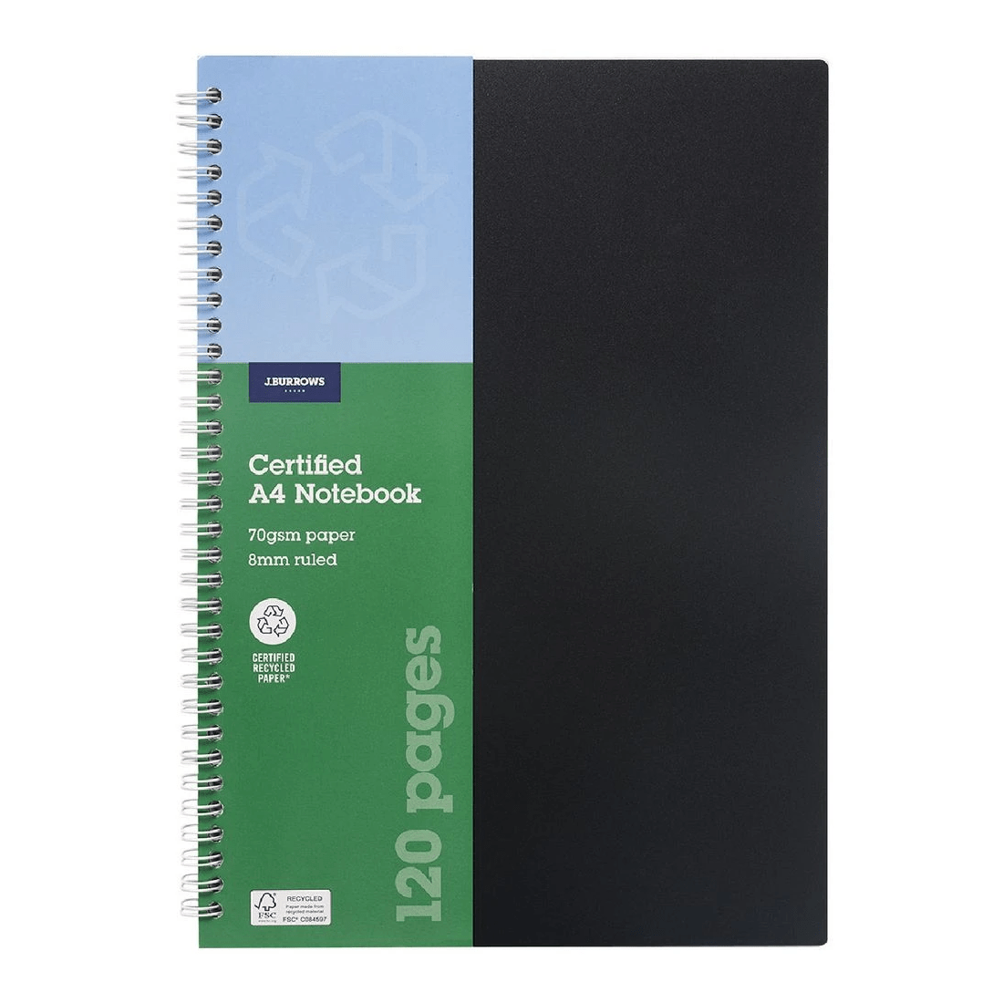 1 J.Burrows A4 PP Notebook Black 120 Page, 1 of 3