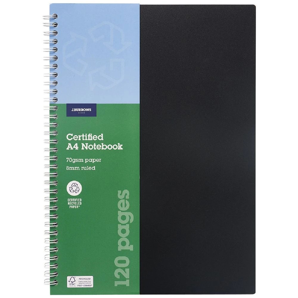 1 J.Burrows A4 PP Notebook Black 120 Page, 1 of 3
