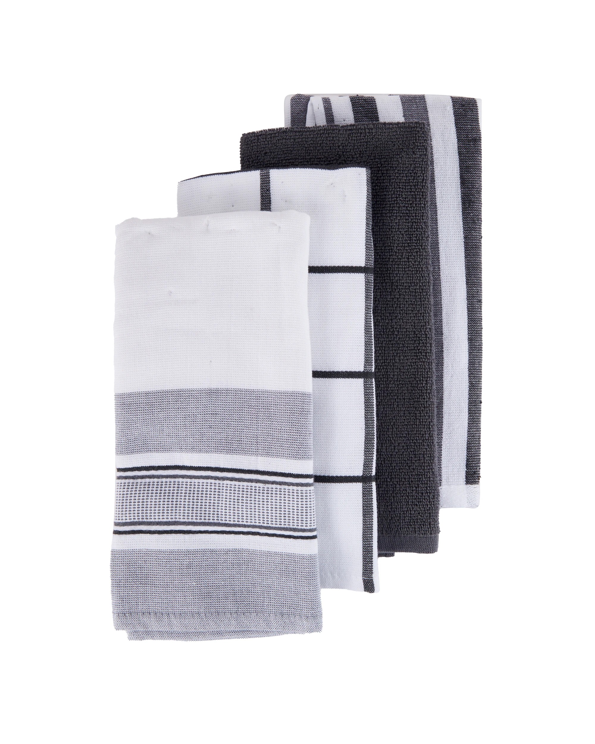 1 4 Pack Grey Linear Terry Tea Towels, 1 of 7