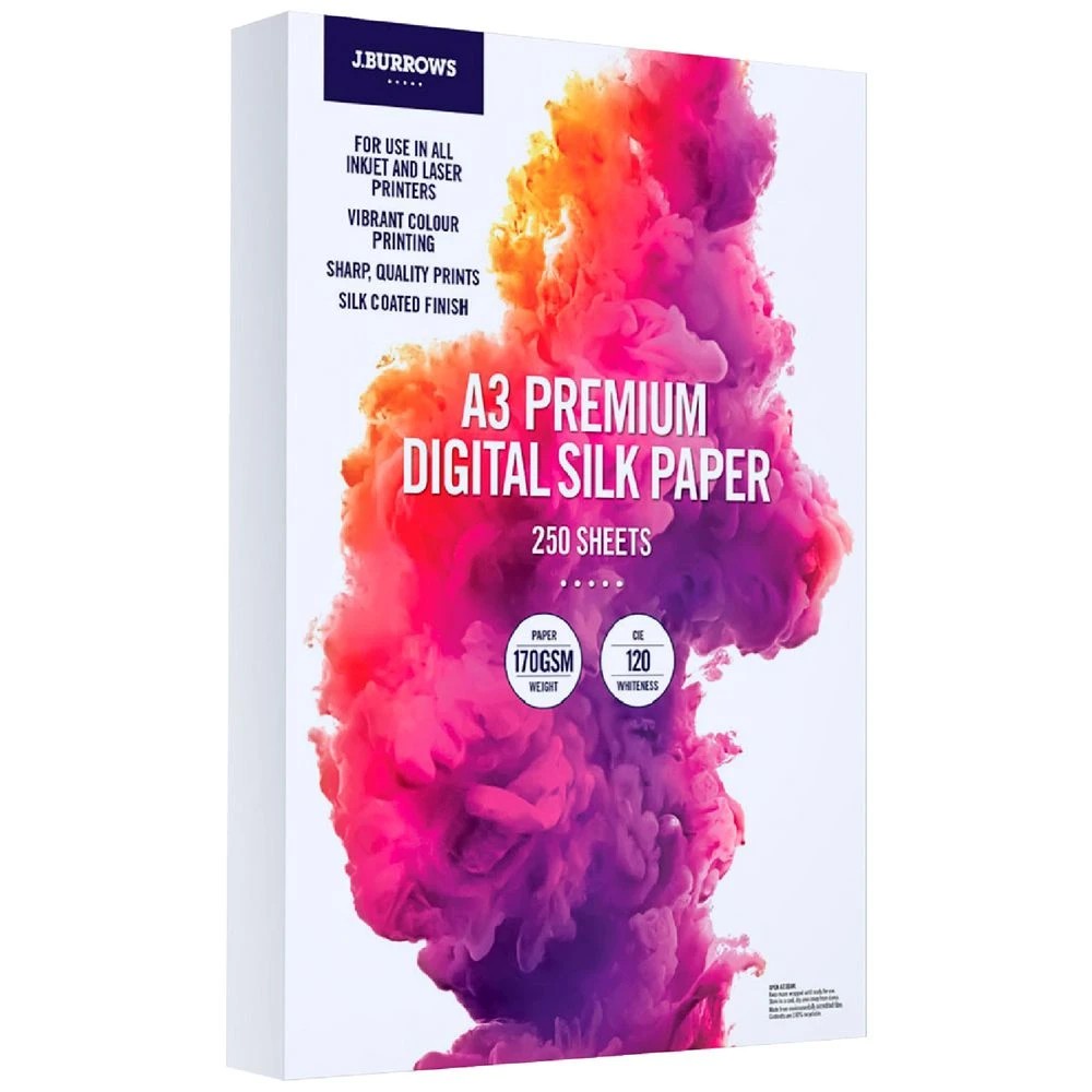 1 J.Burrows A3 170gsm Digital Silk Paper 250 Sheets, 1 of 3