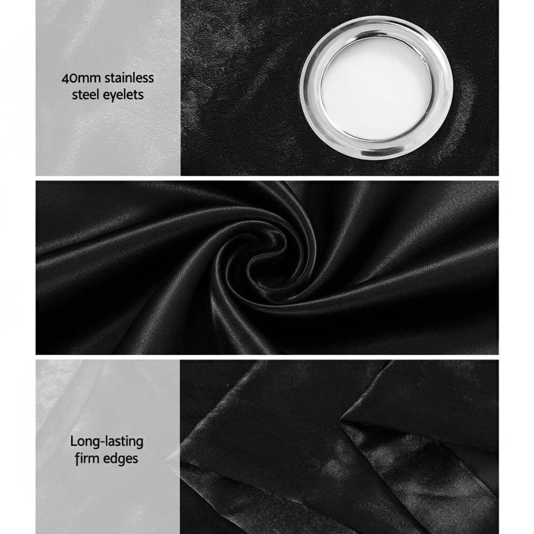 4 Artiss 2X Blockout Curtains Eyelet 180x213cm Shine - Black, 4 of 5