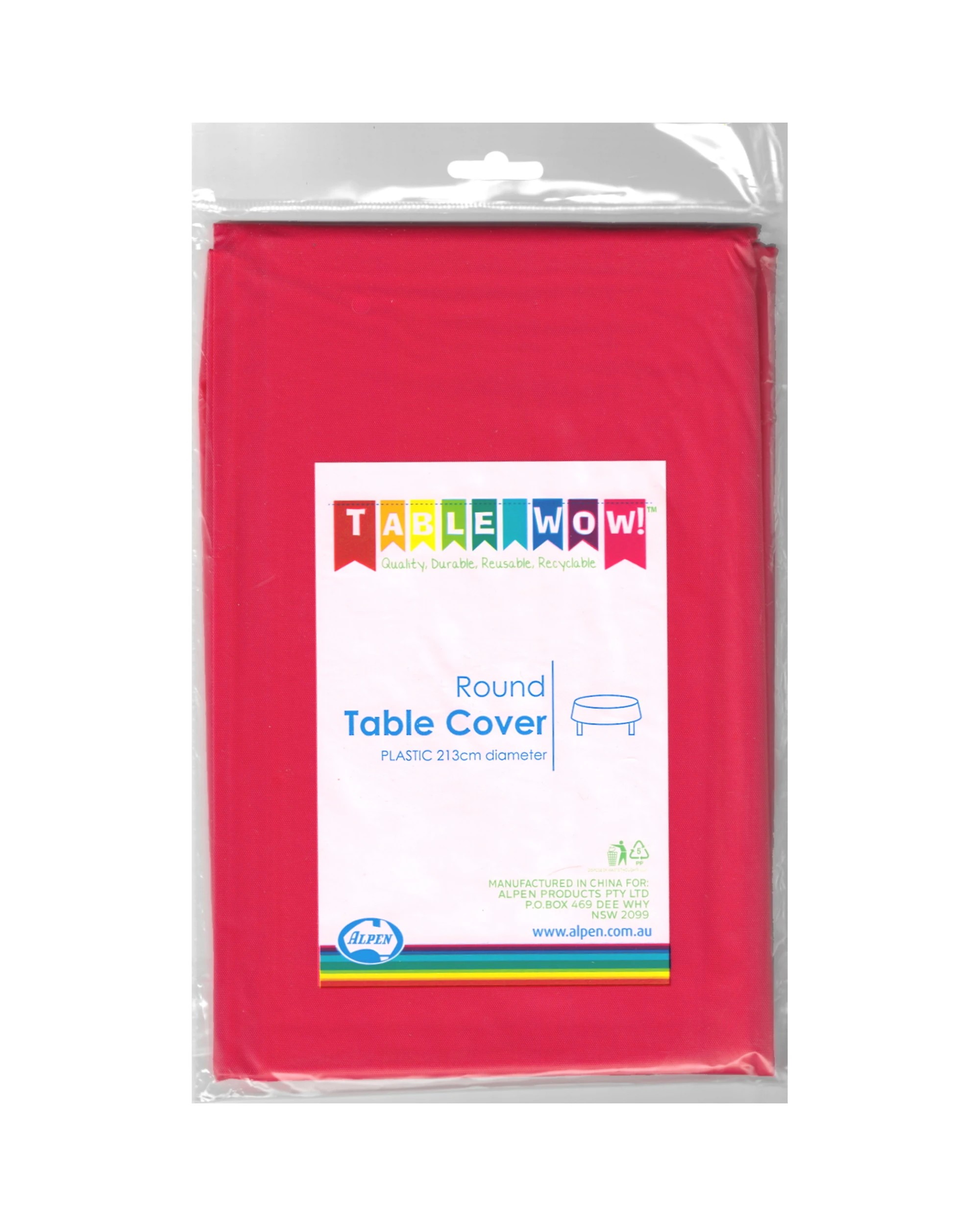 1 Alpen Round Plastic Tablecloth 213cm Diameter - Red, 1 of 1