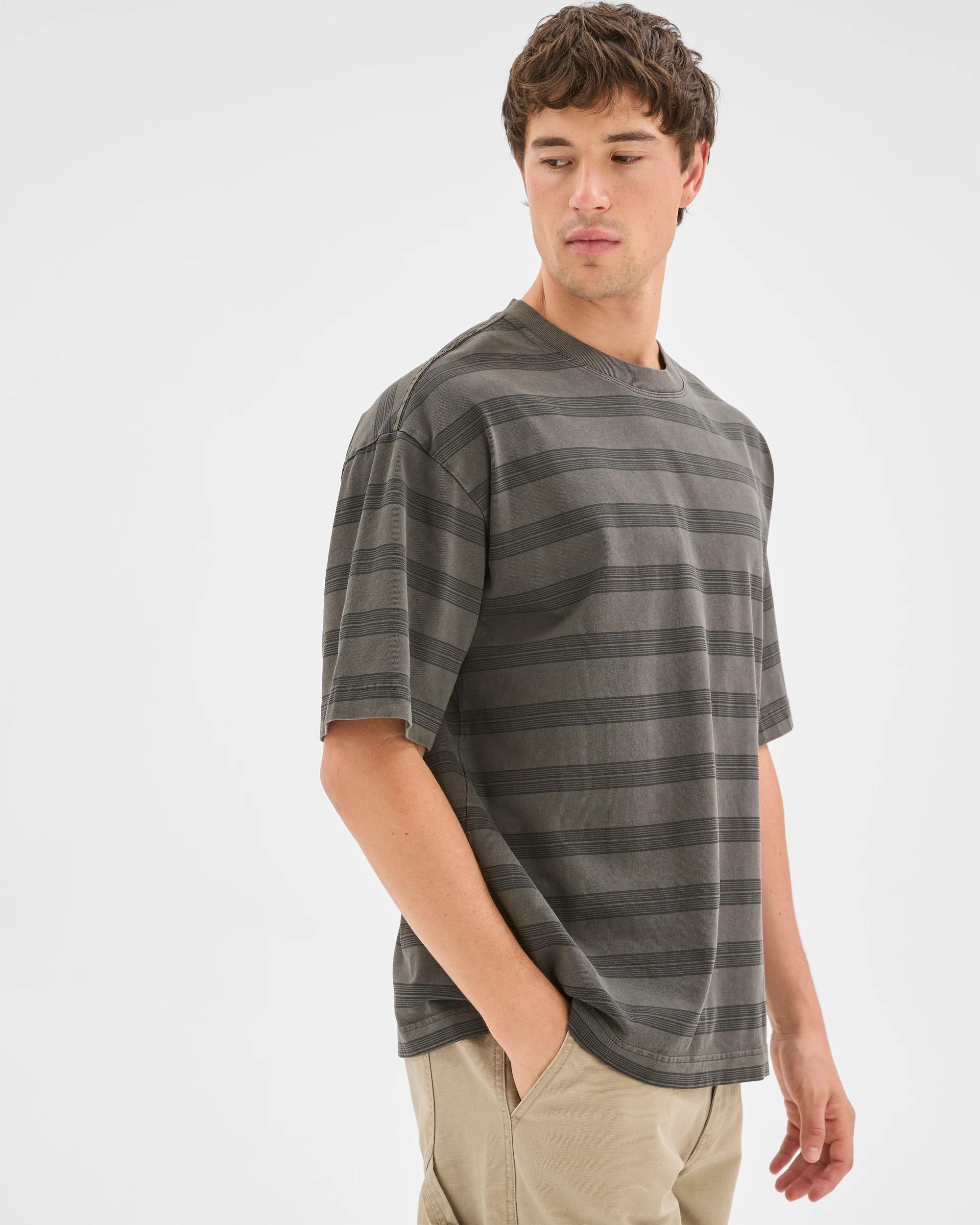 5 Commons Australian Cotton Overdyed Striped T-Shirt BLACK STRIPE, 5 of 7