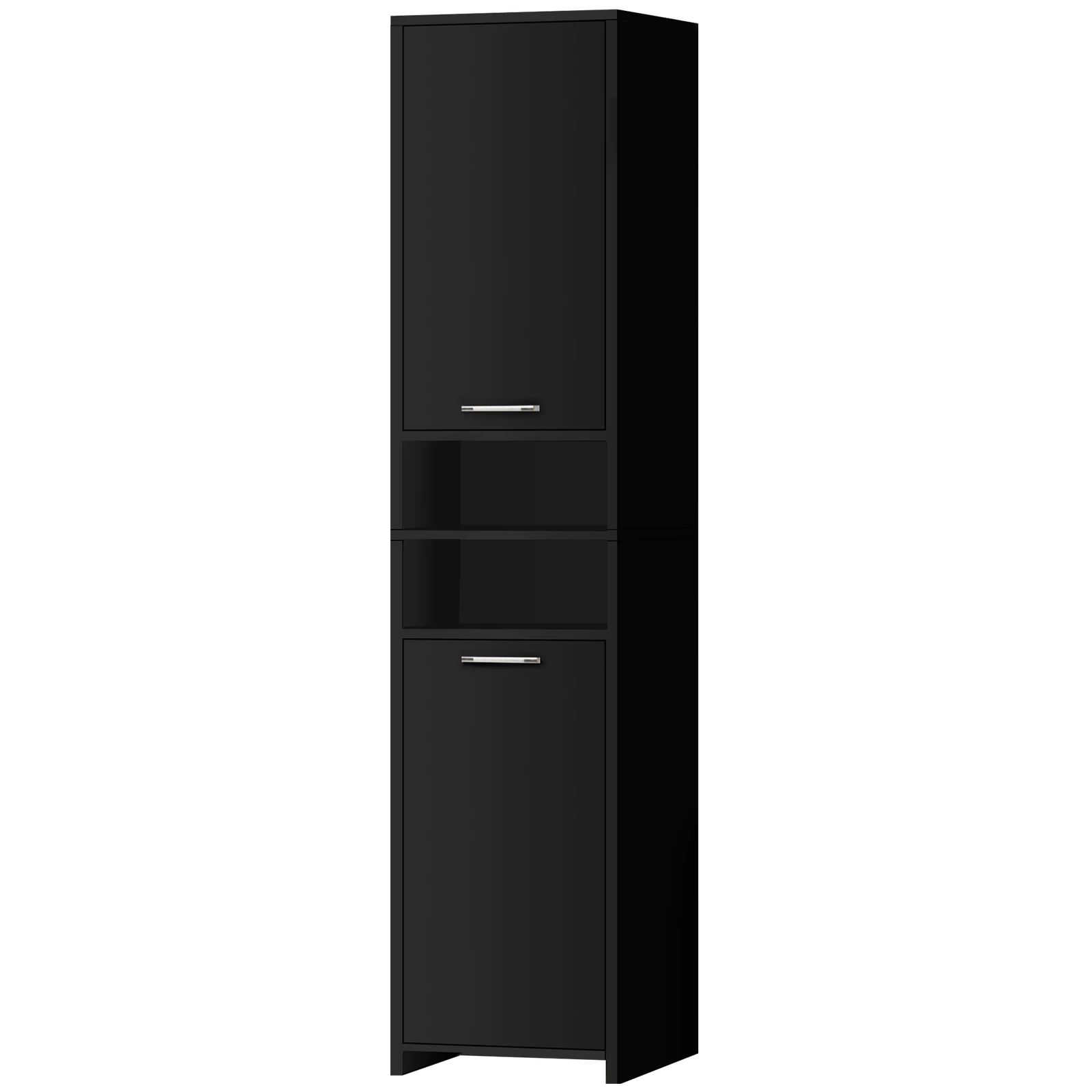 1 Alfordson Tall Cabinet Bathroom Storage Slim Cupboard - Black, 1 of 10