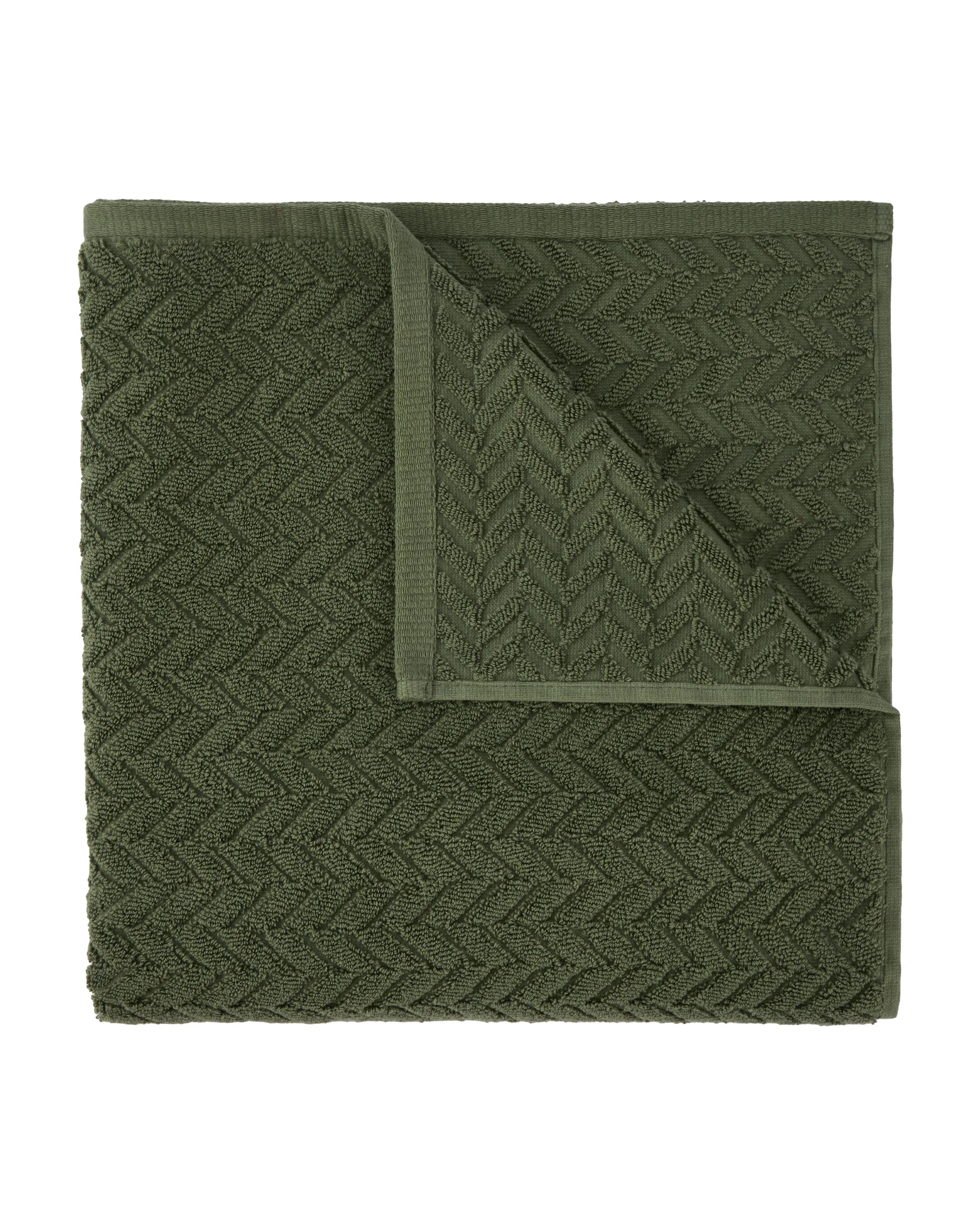 1 Chevron Cotton Bath Towel - Olive, 1 of 6