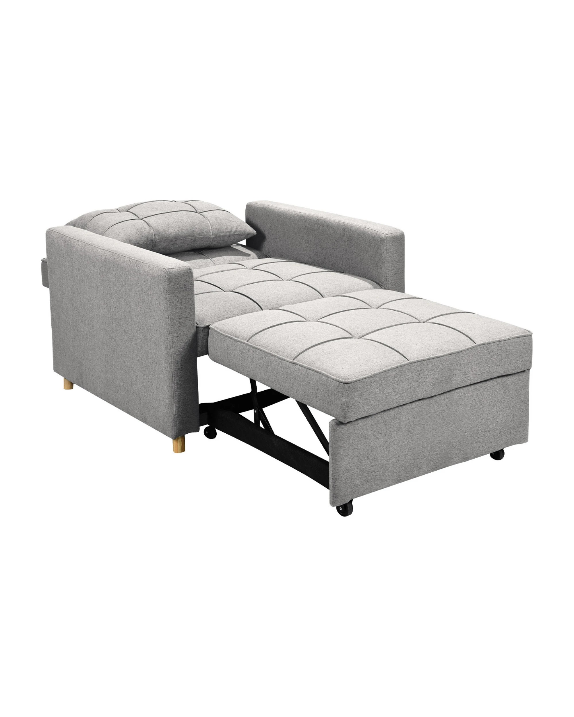 2 Suri 3-in-1 Convertible Sofa Chair Bed Lounger By Sarantino Light Grey, 2 of 10