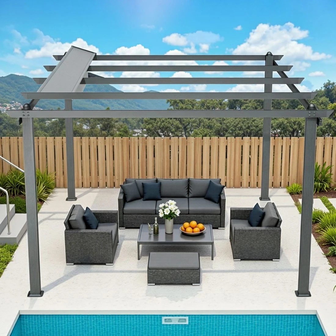 6 Instahut Gazebo Outdoor Garden Pergola Aluminium Frame Adjustable Canopy 3x4m - Grey, 6 of 7