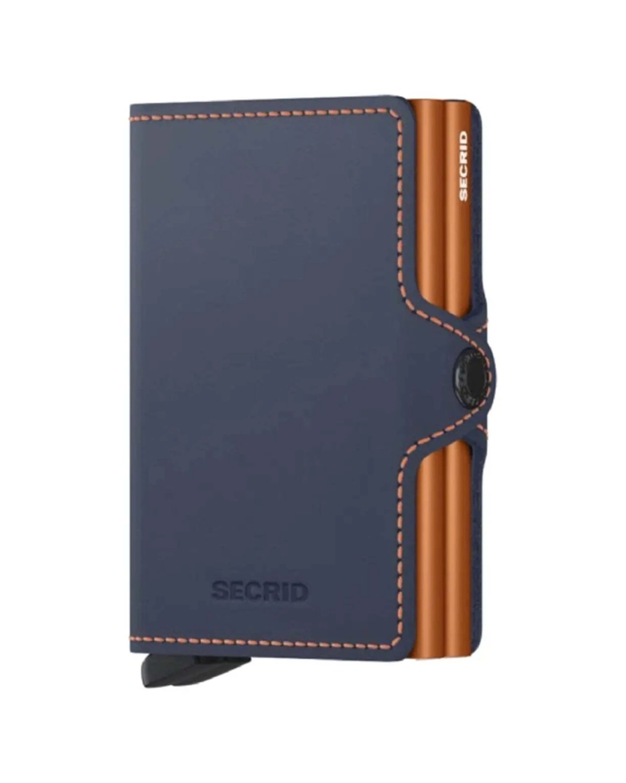 1 Secrid Twinwallet Compact RFID Matte Leather Card Wallet Secure Closure Night - Orange, 1 of 5