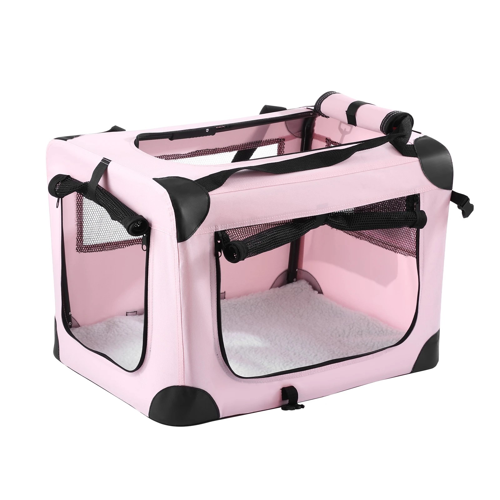 2 Pet Scene Dog Crate Kennel Soft Cat Travel Carrier Puppy Carry Bag Pink, 2 of 4