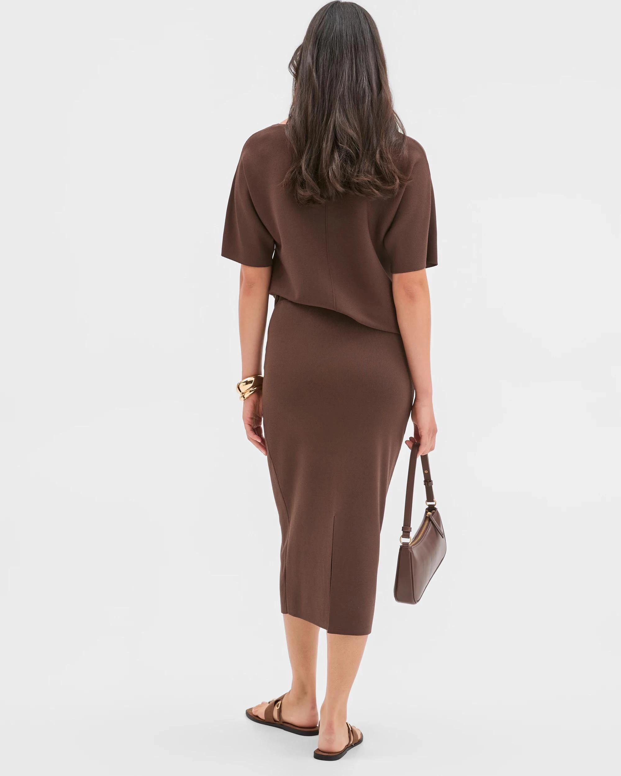 6 Preview Crepe Knit Pencil Skirt RUM RAISIN, 6 of 6