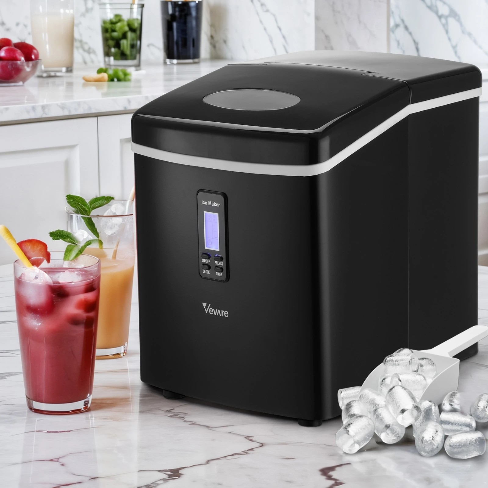 2 Vevare 3l Portable Ice Maker Machine 15kg Ice Cube Tray Bar Countertop
 - Black, 2 of 6