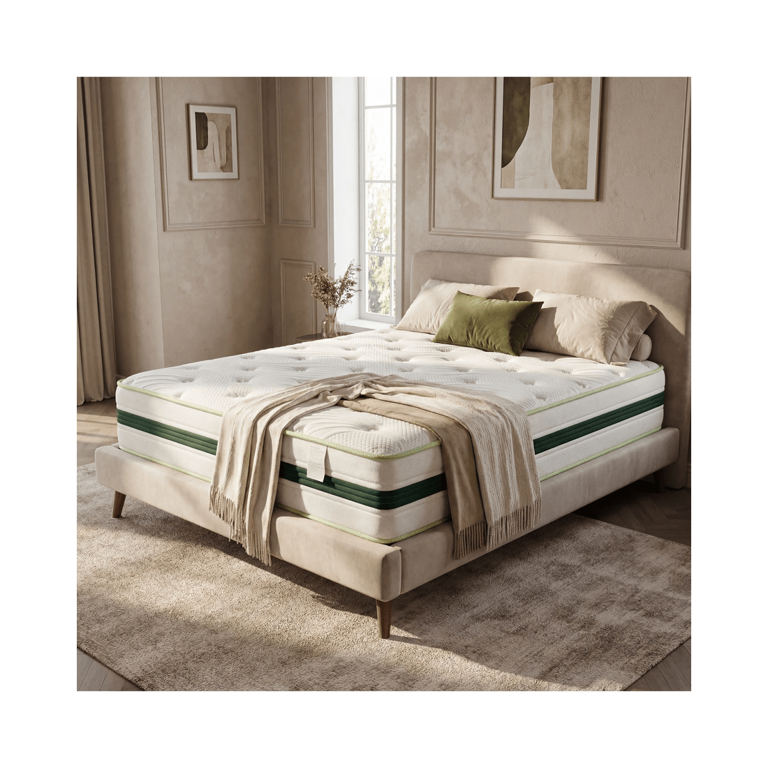 10 Advwin 32CM Double Size Hybrid Mattress Medium Firm Feel Pocket Springs - White, 10 of 10