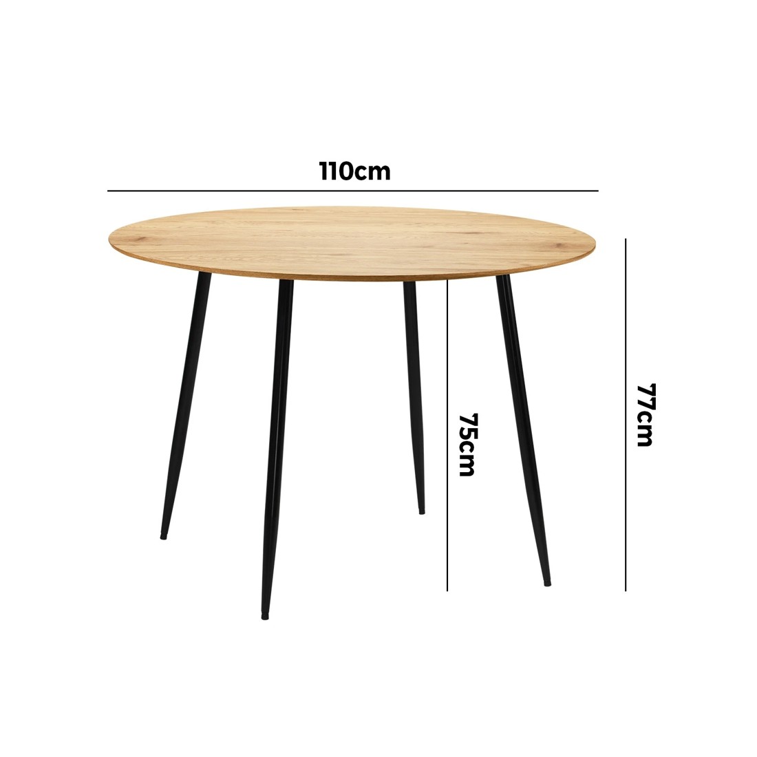 8 Oikiture 110cm Dining Table Round Wooden Table With Metal Legs Wooden
 - Multi, 8 of 8