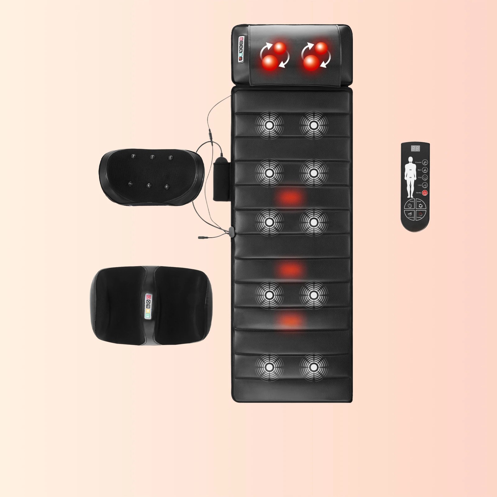 2 HOMASA Full Body Massage Mat Heated Foot Back Massager Shiatsu Vibration Lumbar Support Neck Leg Relax Electric Heating, 2 of 7