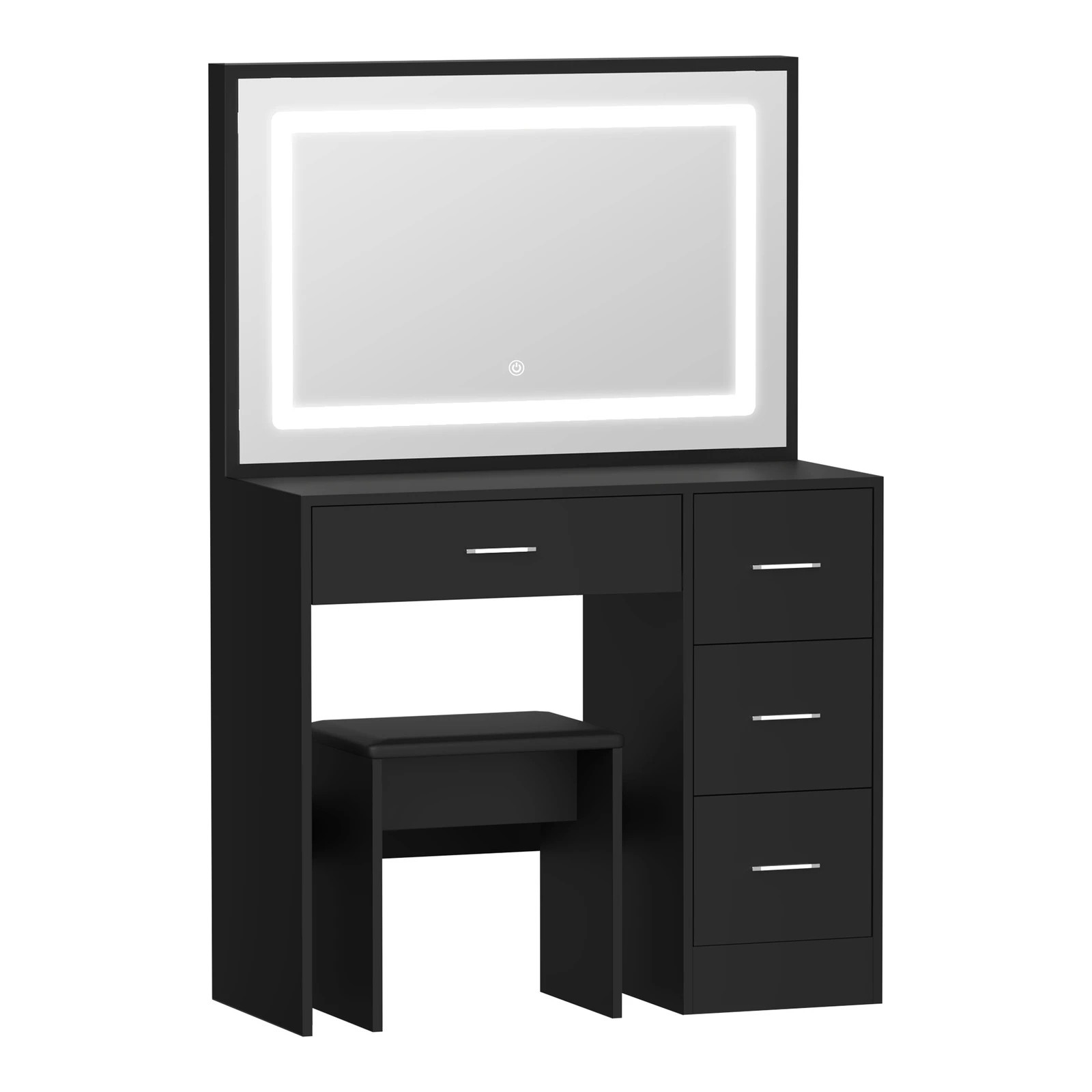 7 Oikiture Dressing Table Stool Set Large Makeup Mirror Led Light Vanity
 - Black, 7 of 9