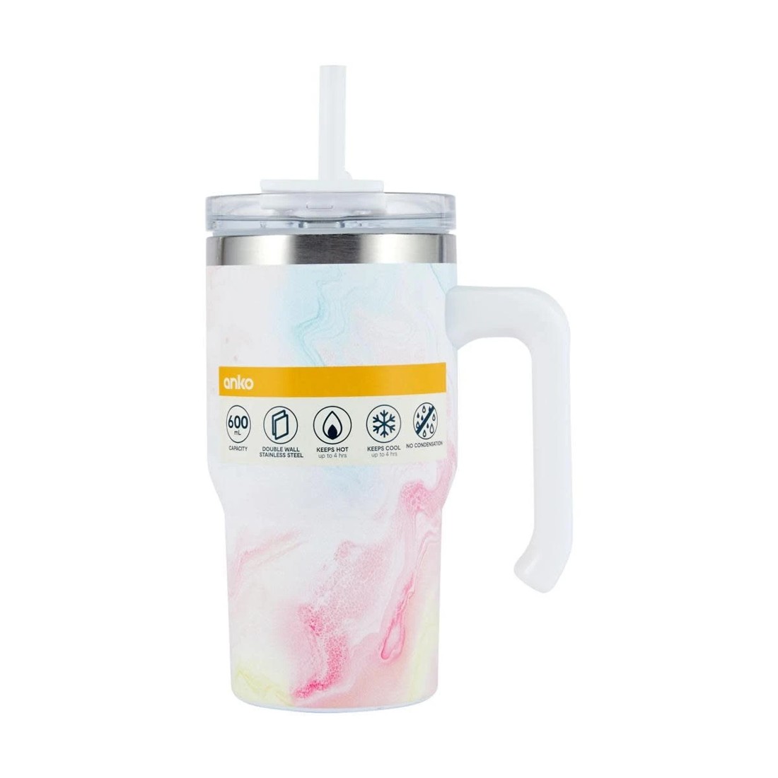 6 600ml Marble Look Tumbler with Handle, 6 of 6