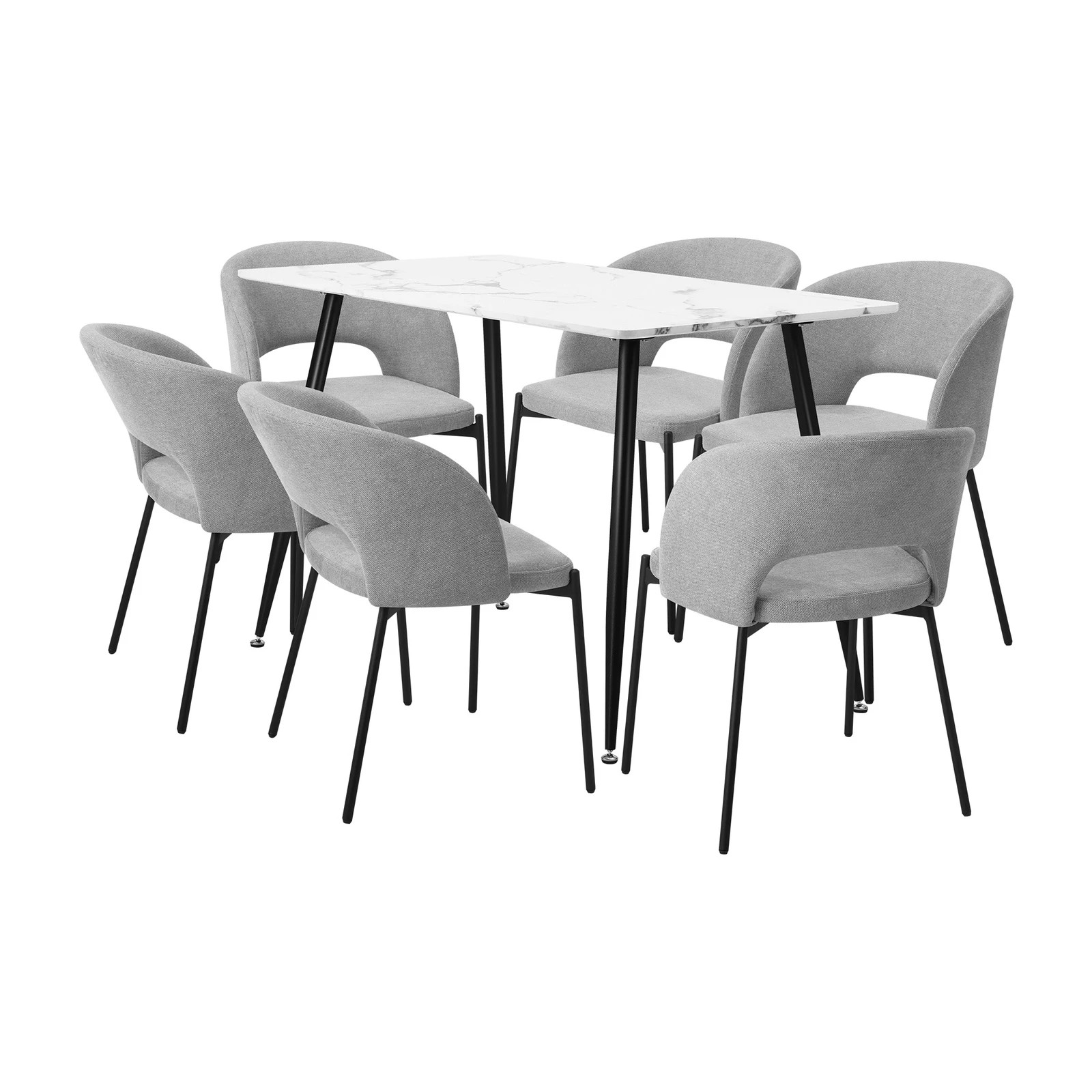8 Oikiture 120cm Rectangle Dining Table With 6pcs Fabric Dining Chairs
 - Multi, 8 of 10