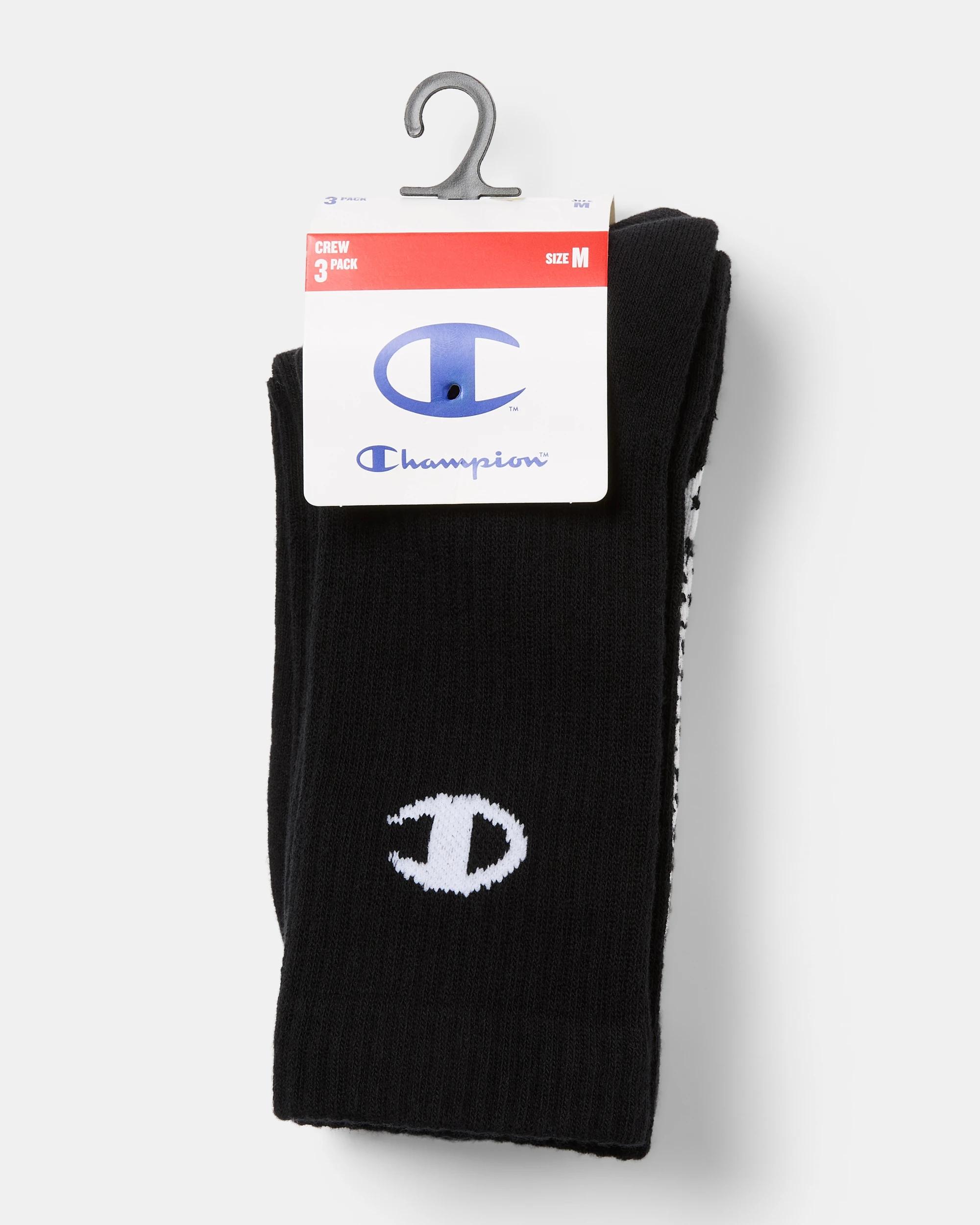 3 3 Pack Champion Script License Crew Socks Black, 3 of 3