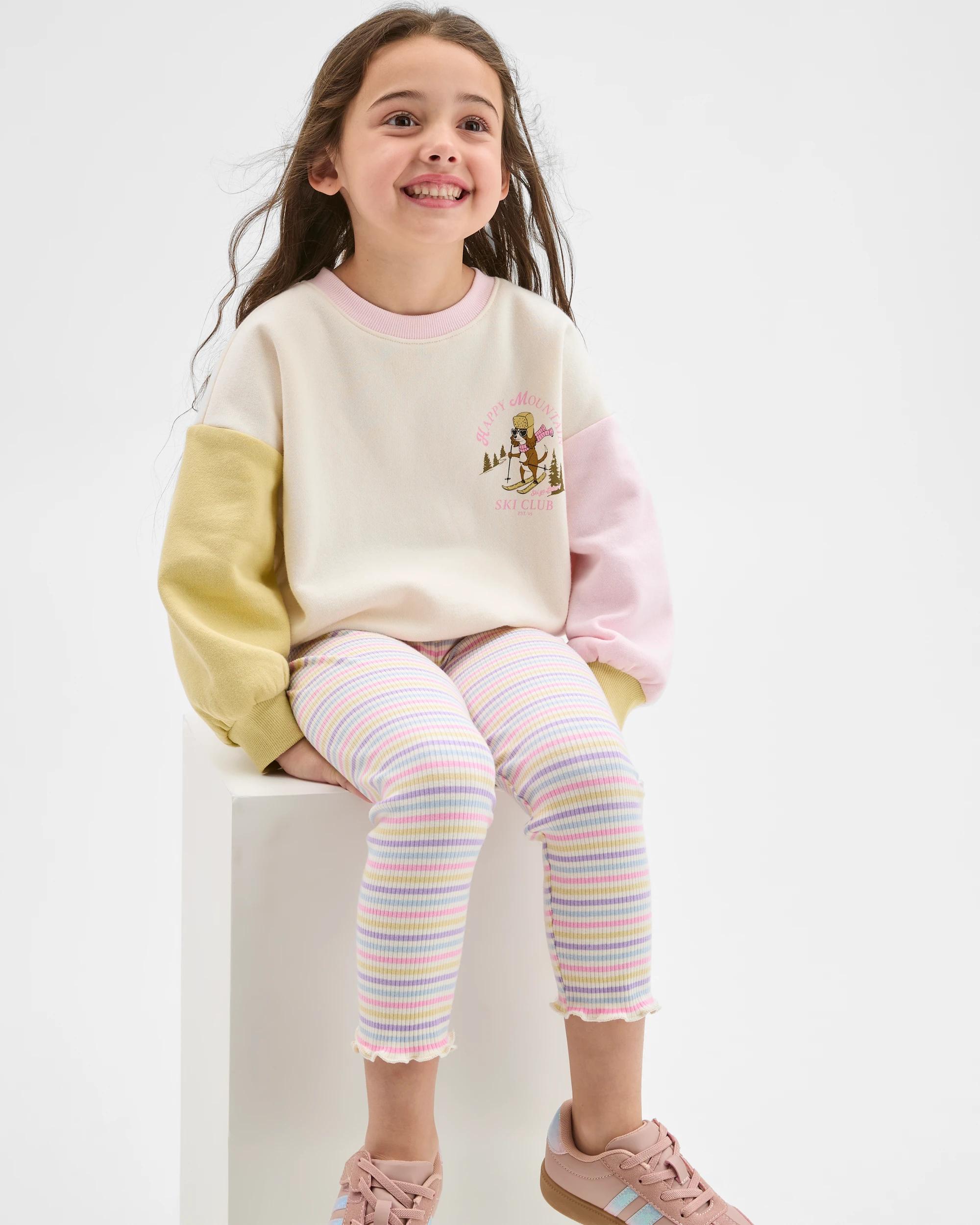 2 Target Kids Australian Cotton Rib Print Leggings RAINBOW STRIPE, 2 of 6