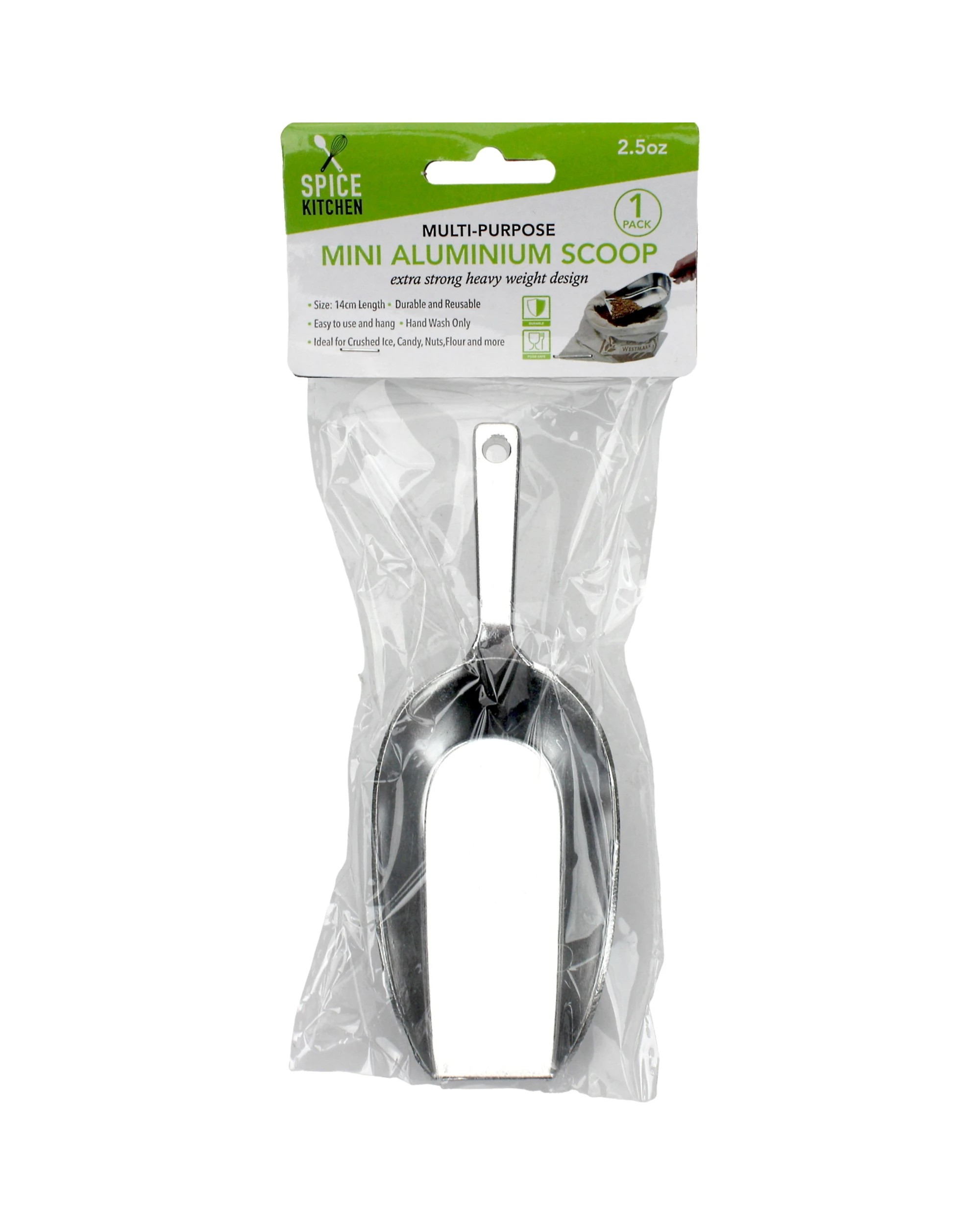 2 Spice Kitchen Mini Aluminium Scoop - Silver, 2 of 3
