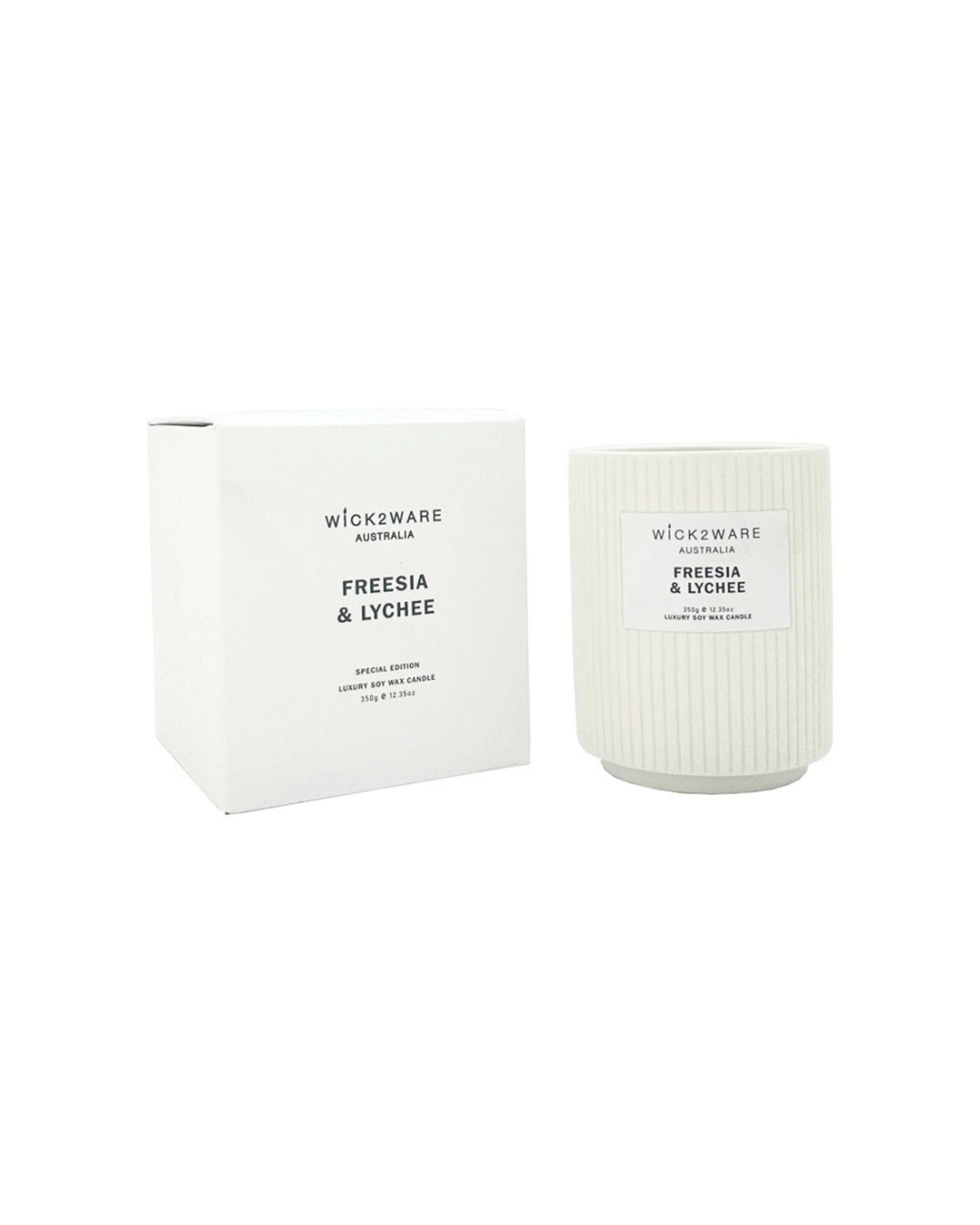 1 Wick2Ware Luxury Soy Wax Candle Home Fragrance Freesia Lychee 350g - White, 1 of 1
