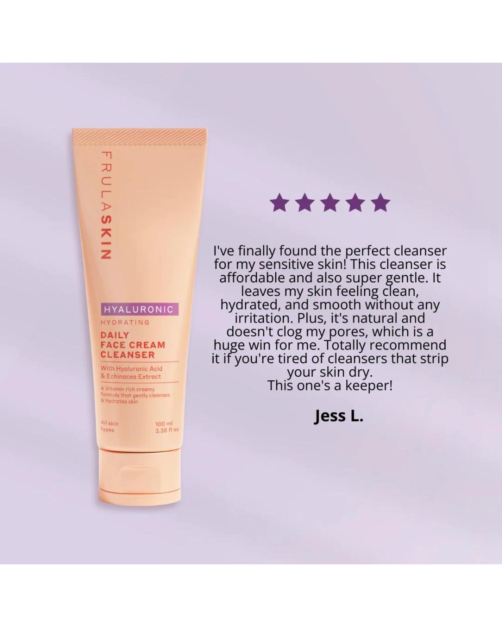 5 3 x Frula Skin Daily Face Cream Cleanser with Hyaluronic Acid & Echinacea 100mL, 5 of 7