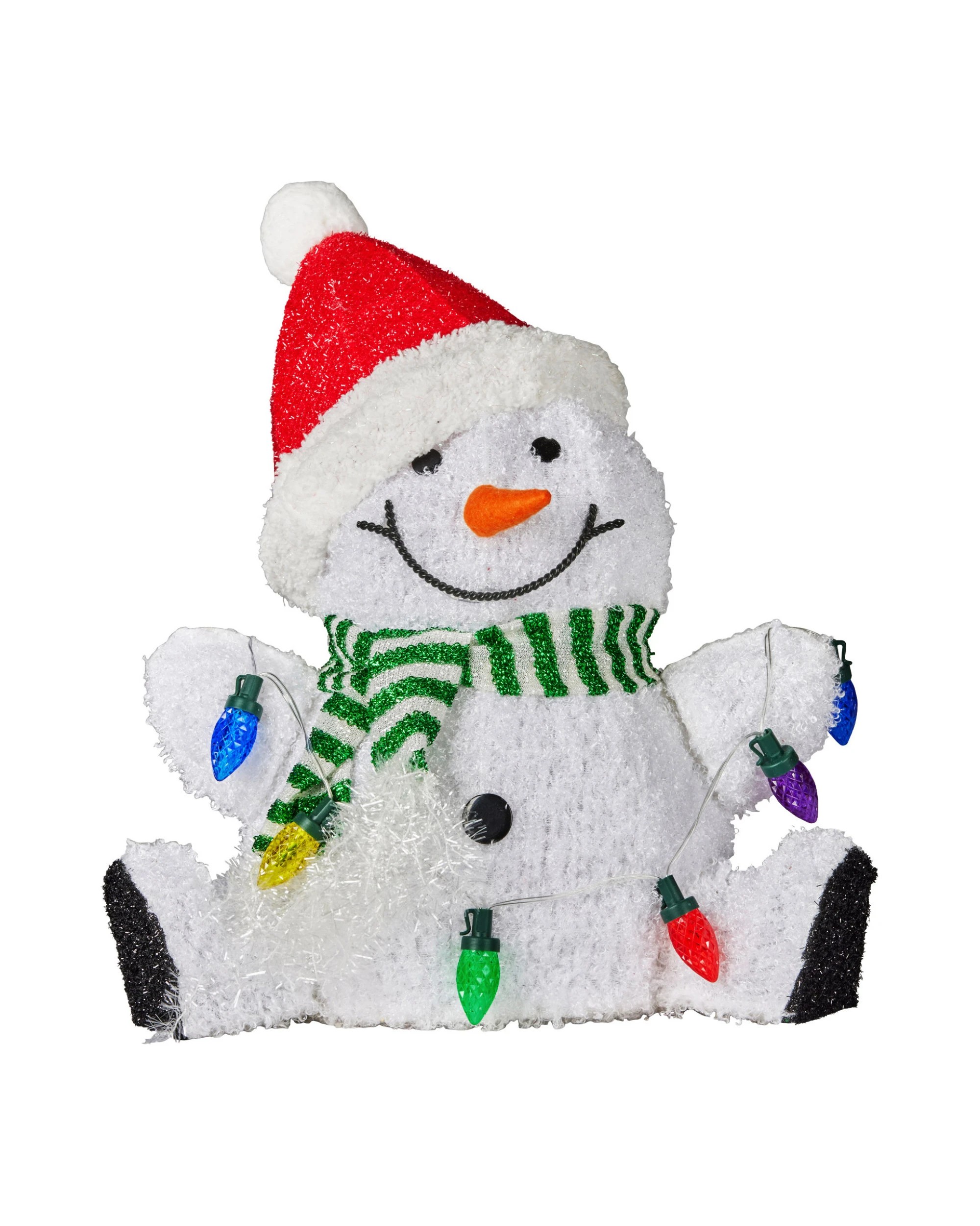 2 Christabelle Sitting Christmas Snowman Display With Lights - 40cm, 2 of 7