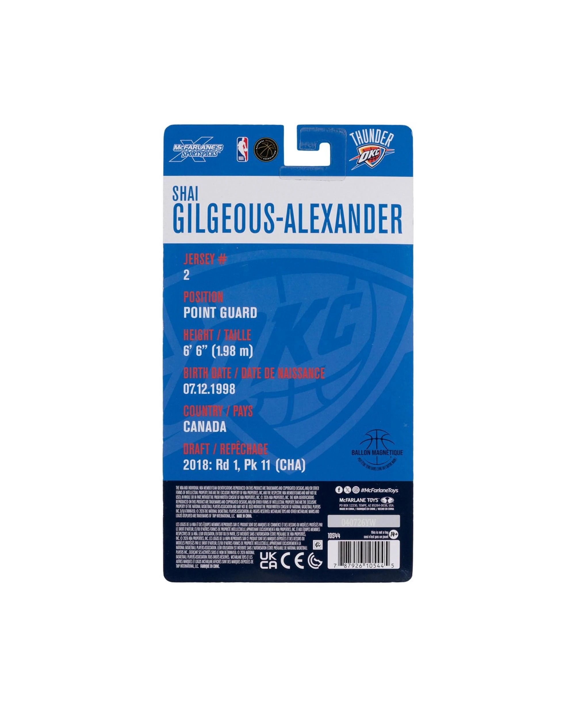 8 McFarlane SportsPicks NBA Oklahoma City Thunder Shai Gilgeous-Alexander 6 inch Articulated Figure, 8 of 8