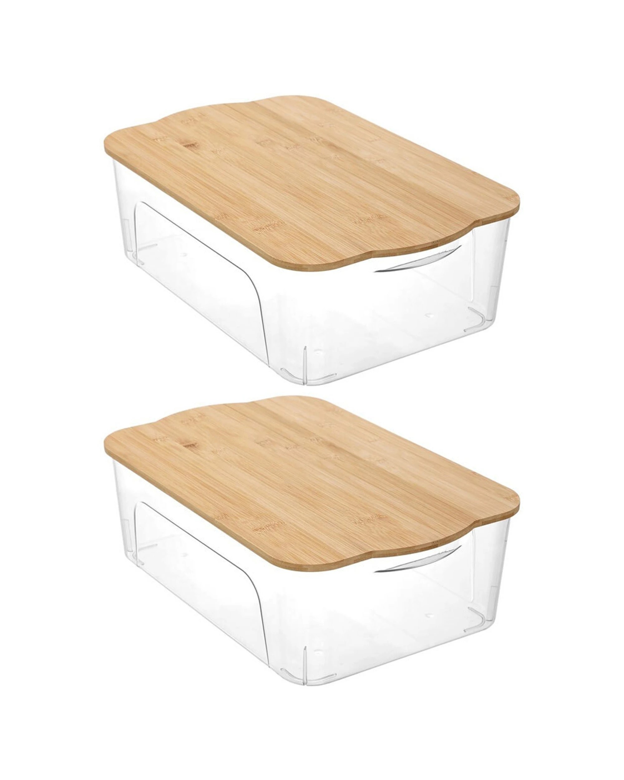 1 Boxsweden 15L Crystal Reno Storage Box - 2 Pack - Bamboo Lid - Stackable, 1 of 4