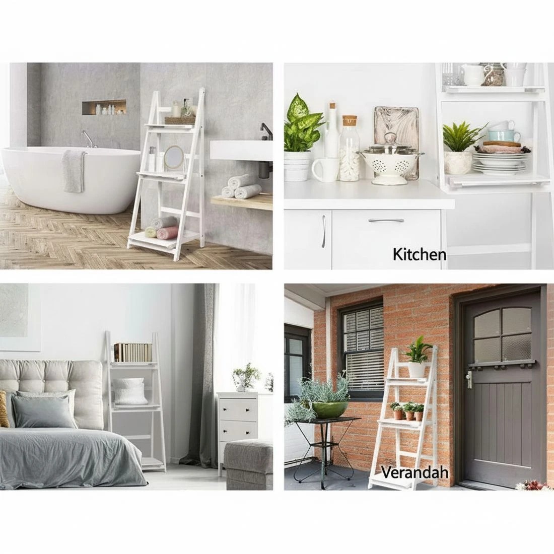 4 Artiss Bookshelf Corner Shelf 3 Tiers - White, 4 of 6