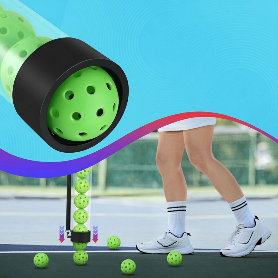 5 Everfit 12PC Pickleball Collector Set Multi-Ball Retriever Portable Storage Adjustable Strap - Green, 5 of 6