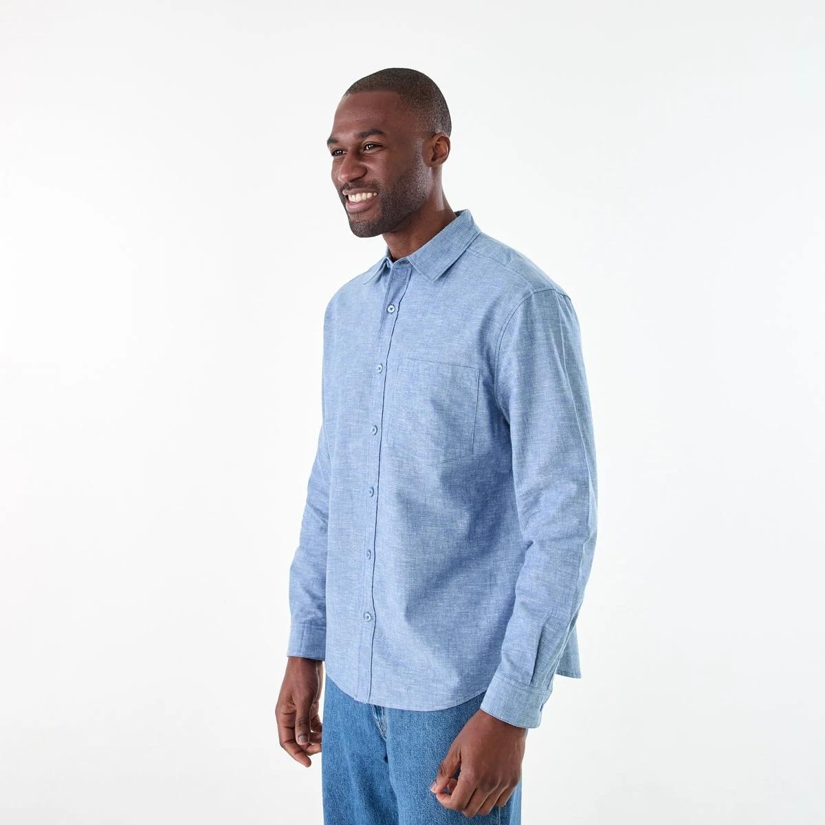 2 Long Sleeve Cotton Linen Shirt FELICIA BLUE YD, 2 of 6