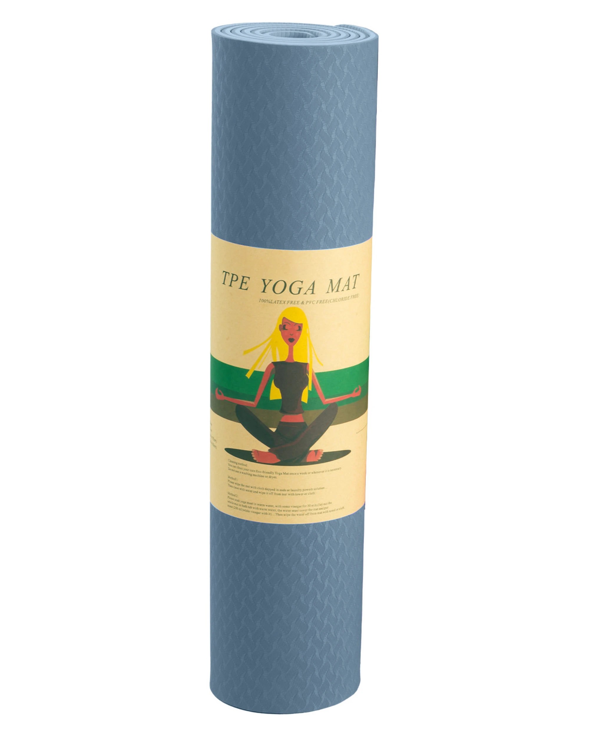 4 Powertrain TPE Pilates Exercise Yoga Mat Workout 6mm Home Gym 183cm - Blue, 4 of 7