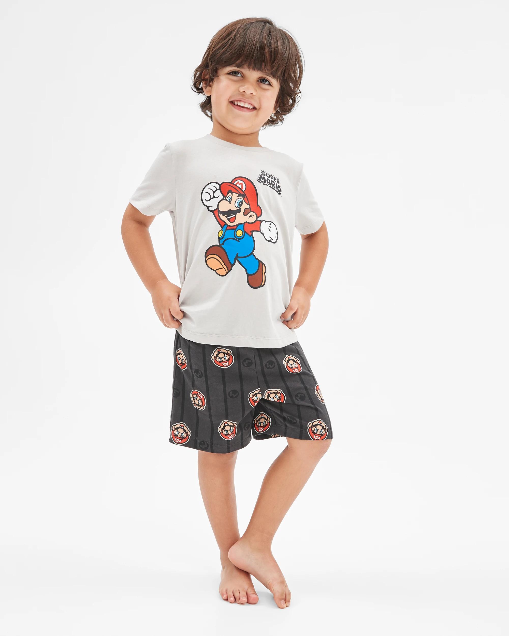 2 Super Mario Australian Cotton Younger Boys Pyjama Set 2 Pack MULTI, 2 of 8