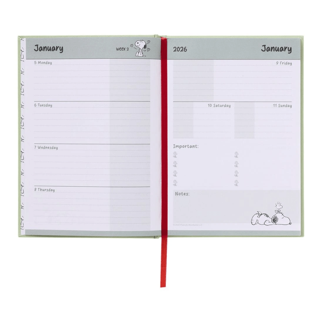 8 Peanuts A5 Week to View Diary 2026 Snoopy, 8 of 8