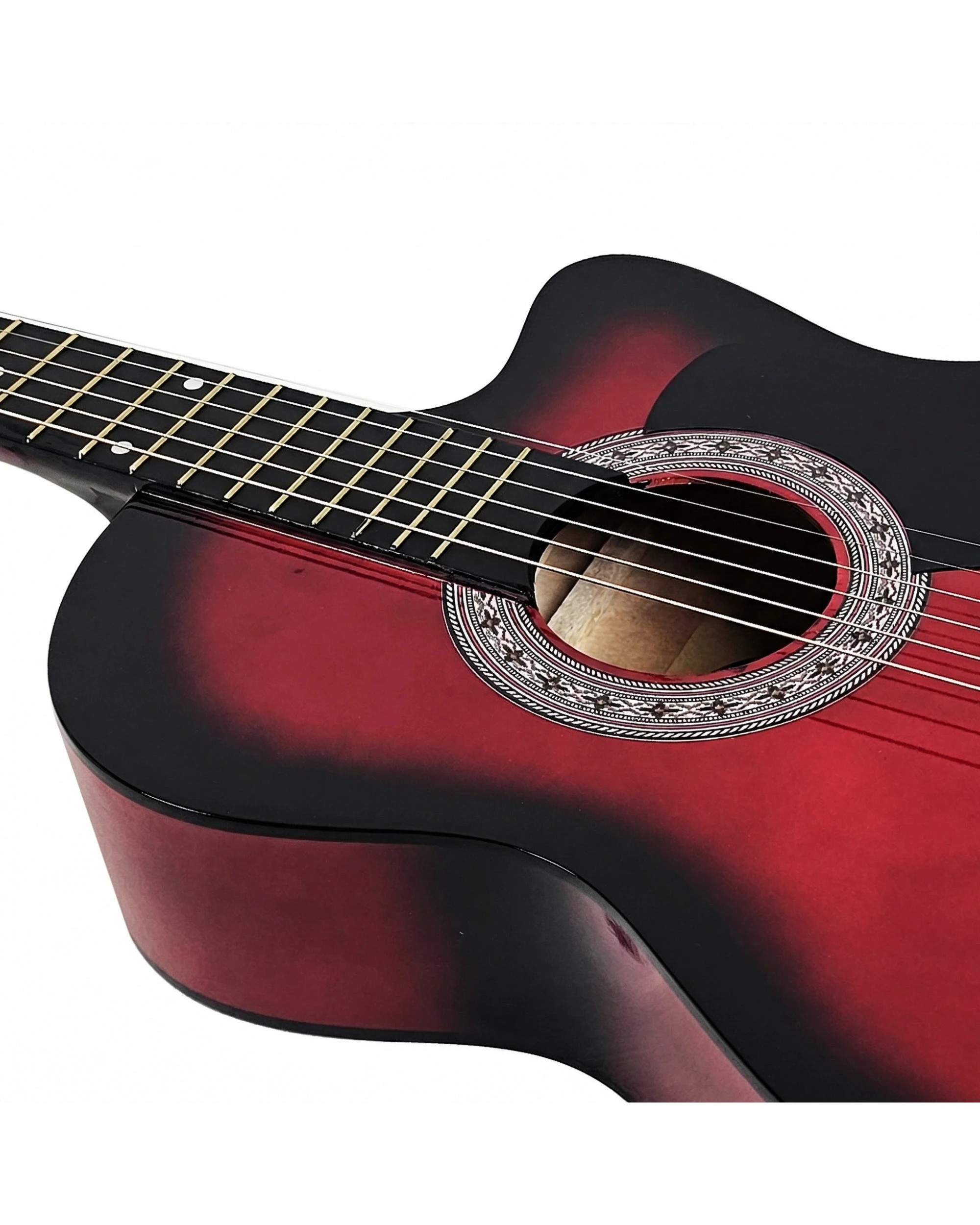 9 Karrera 38in Pro Cutaway Acoustic Guitar with Guitar Bag in Red Burst - Red, 9 of 10