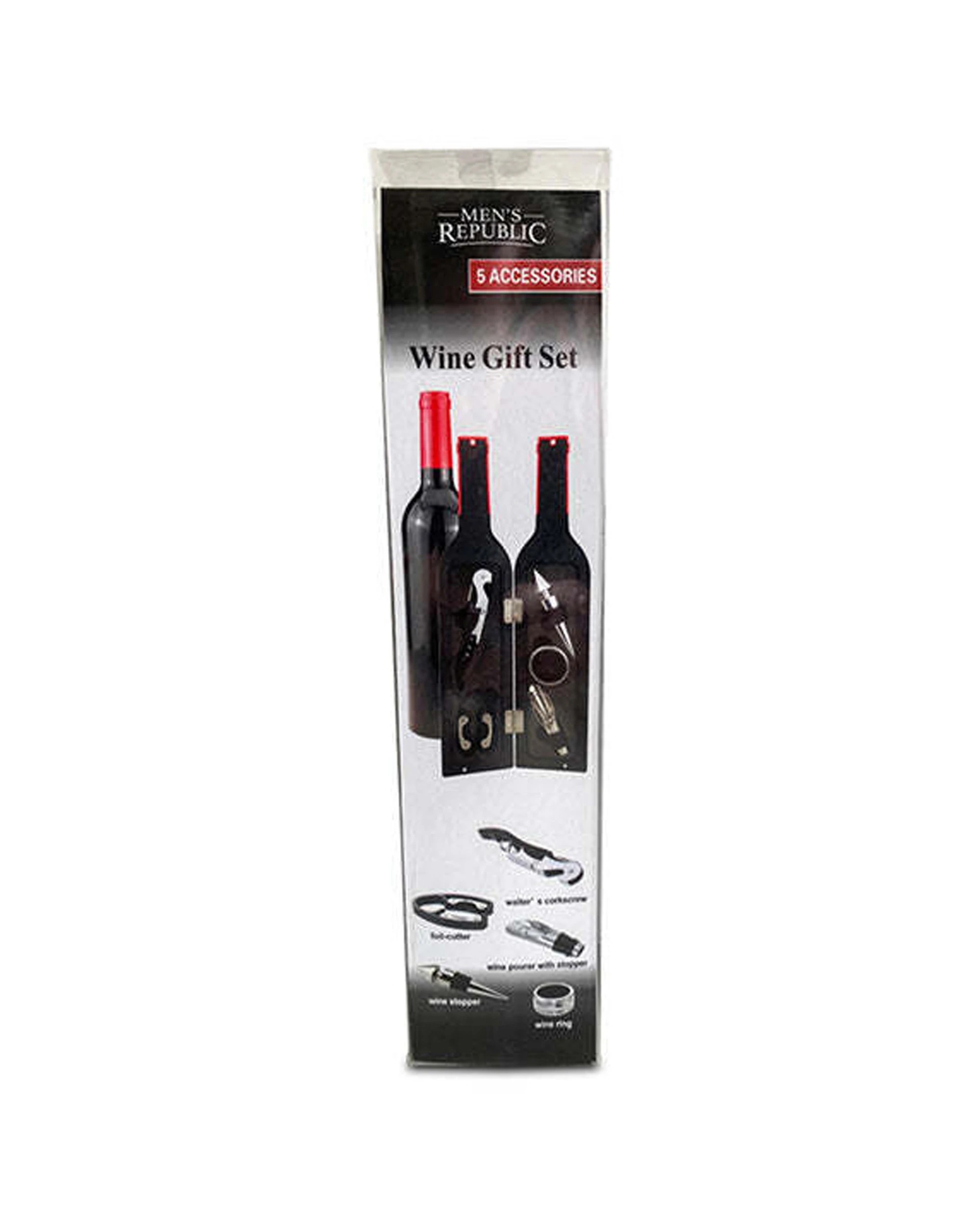 4 Mens Republic Wine Tool Gift Set 5 Piece Corkscrew And Accessories Set 5 Pc Metal Kit - Black, 4 of 5