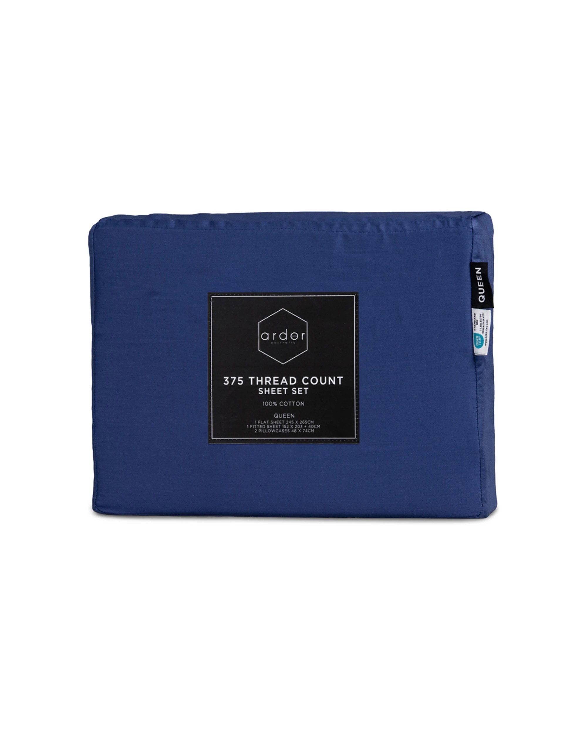 3 Ardor King Cotton Sheet Set - 375 Thread Count Sheets - Cotton Bed Sheets - King Bed - Blue, 3 of 3