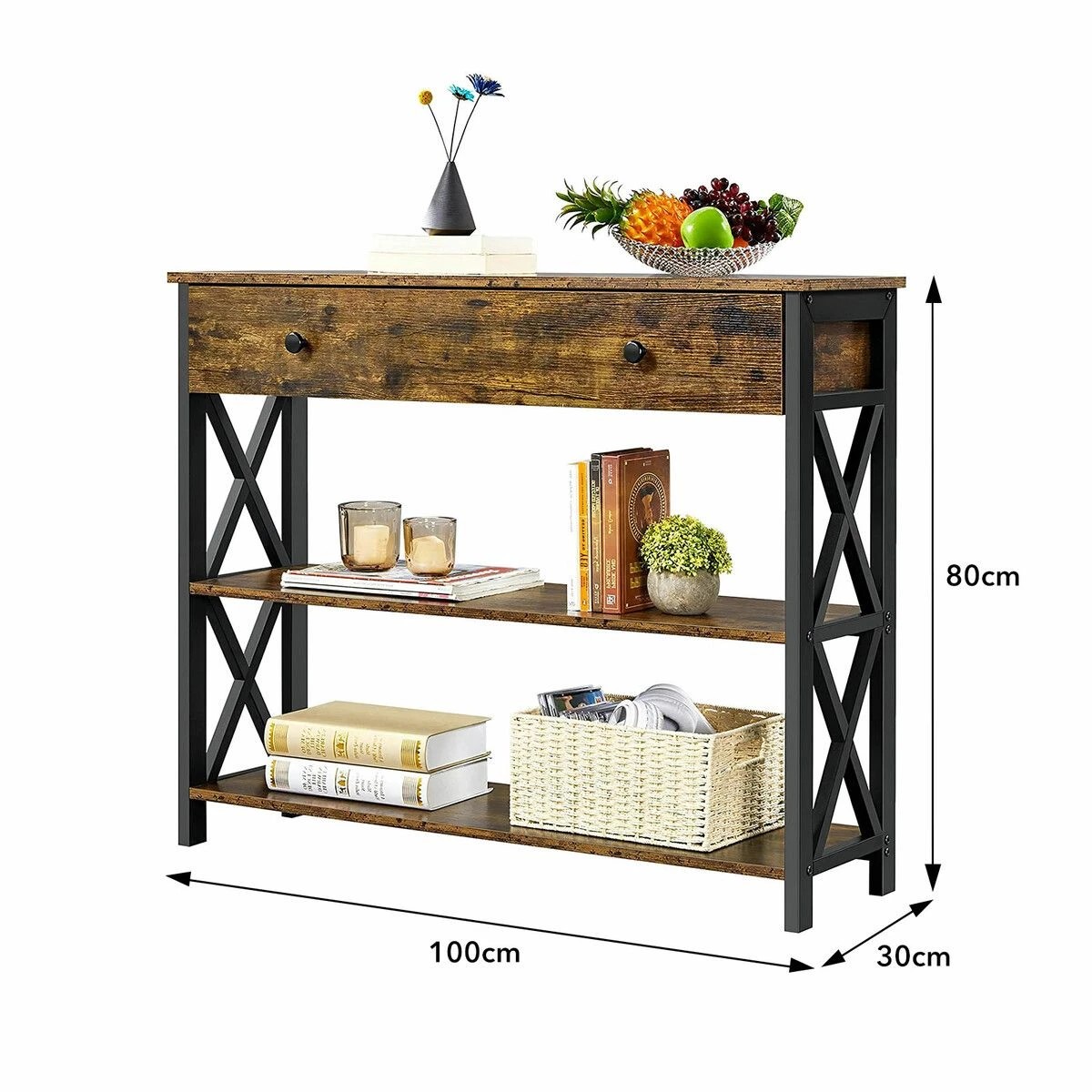7 LUXSUITE Industrial Console Table with Drawer Hall Entryway, 7 of 8