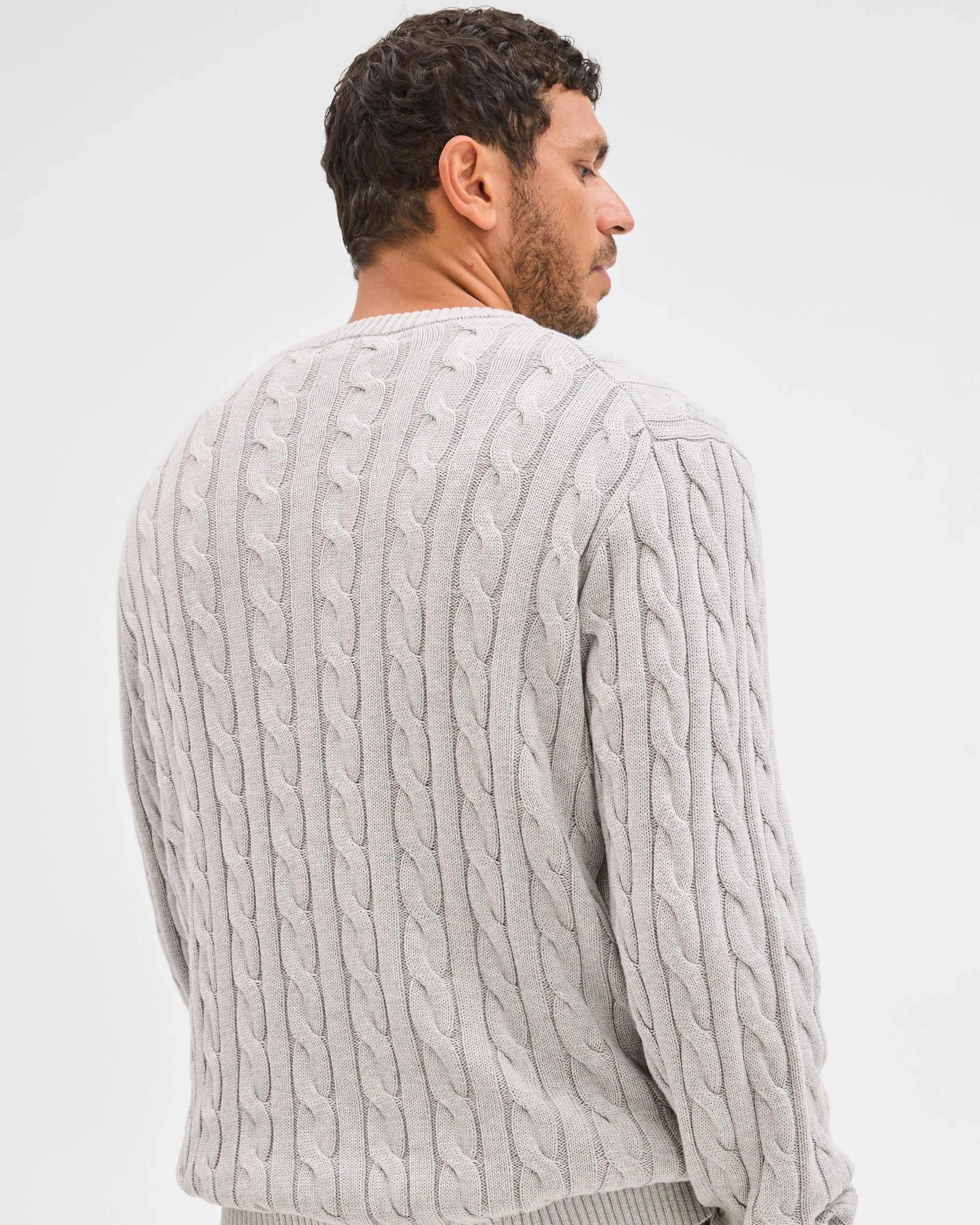 6 Target Man Australian Cotton Midweight Cable Knit Sweater GREY MARLE, 6 of 6