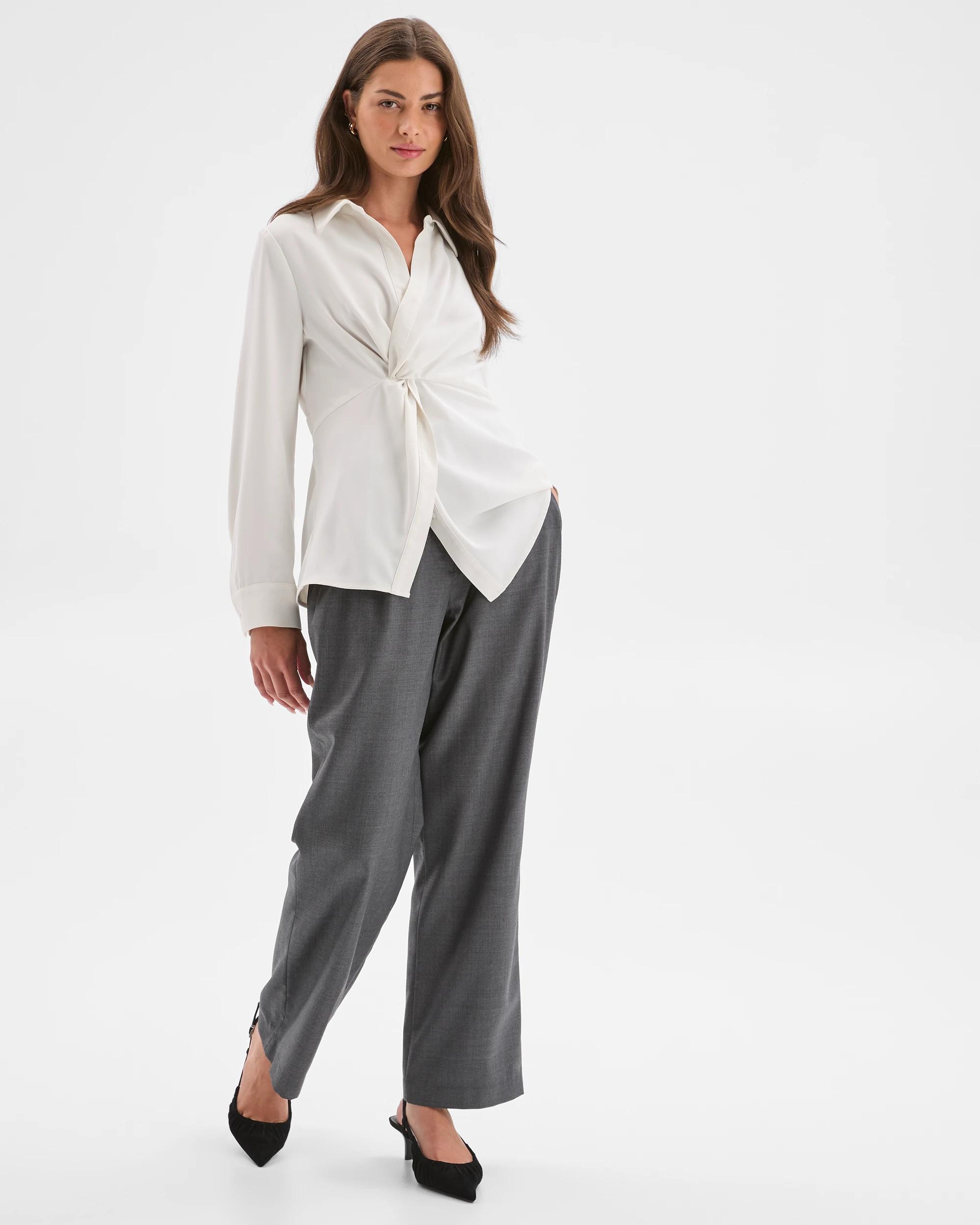 3 Target Petites Petites Wool Blend Tailored Straight Leg Pants CHARCOAL, 3 of 6