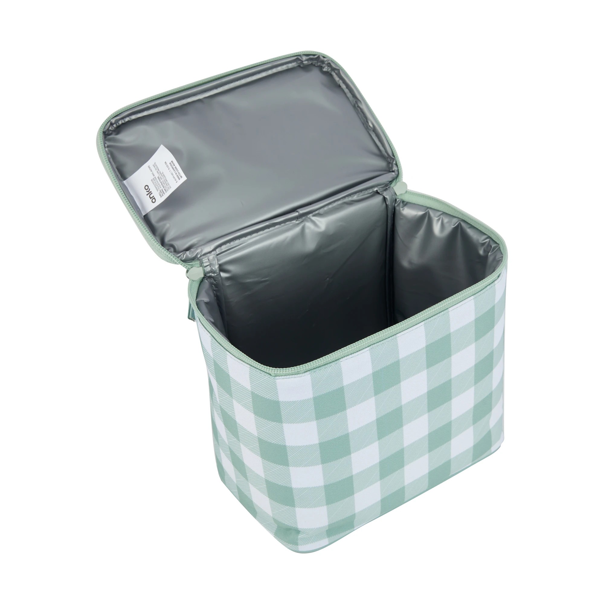 3 Green Check Top Loader Lunch Bag, 3 of 5